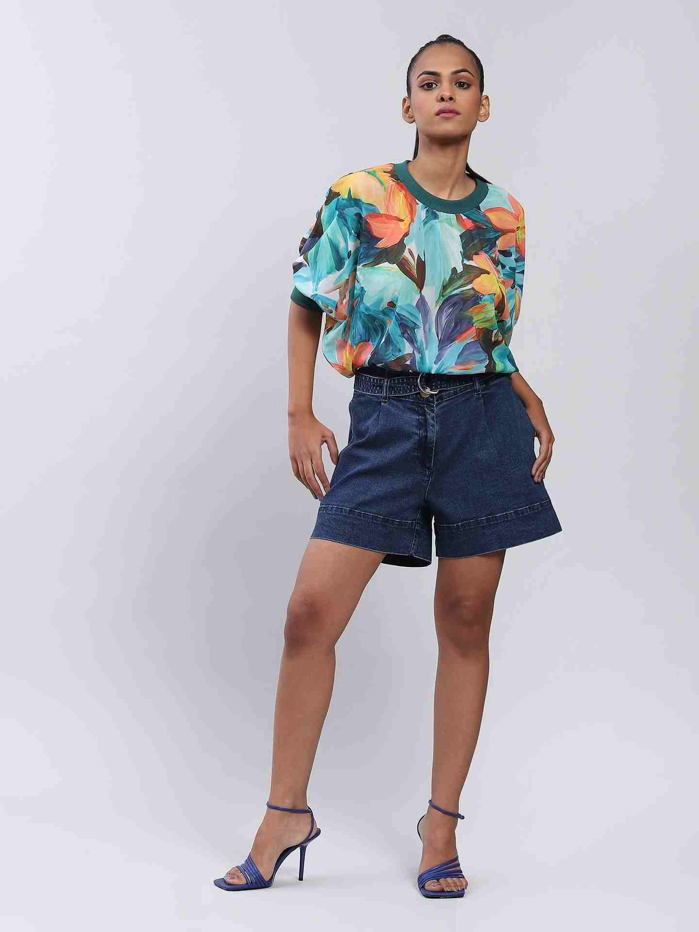 Teal Rosalia Top