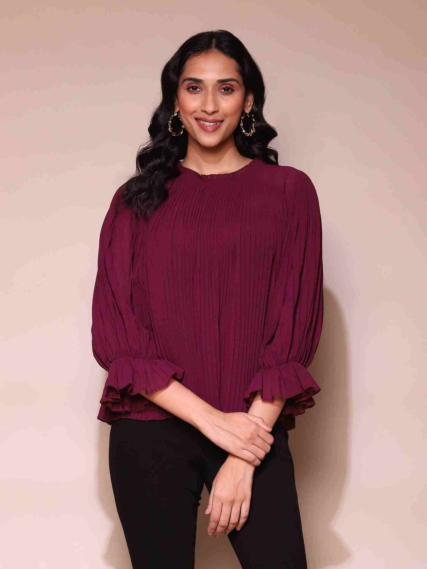 Burgundy Ayli Top