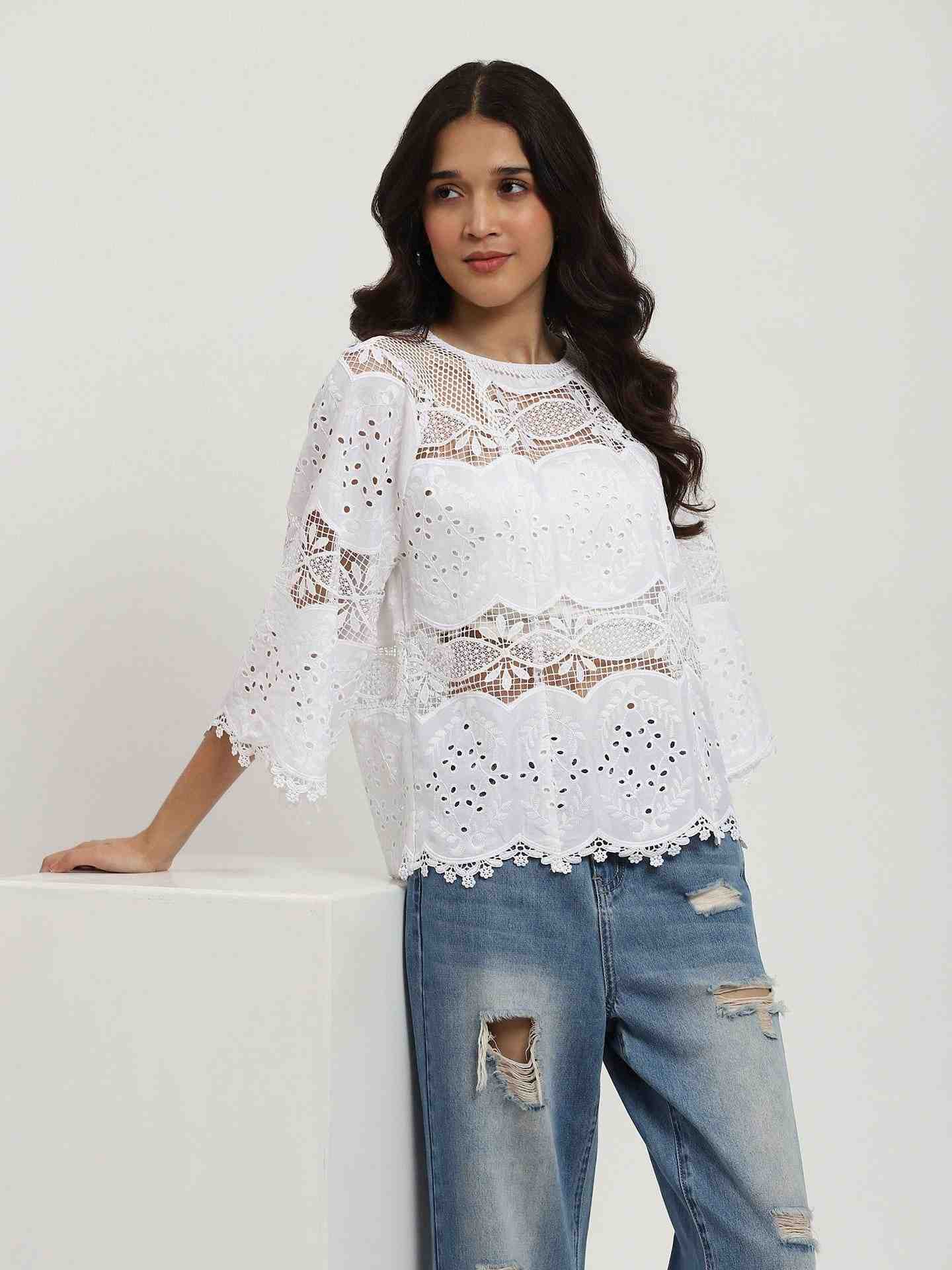 White Maisel Peasant Top