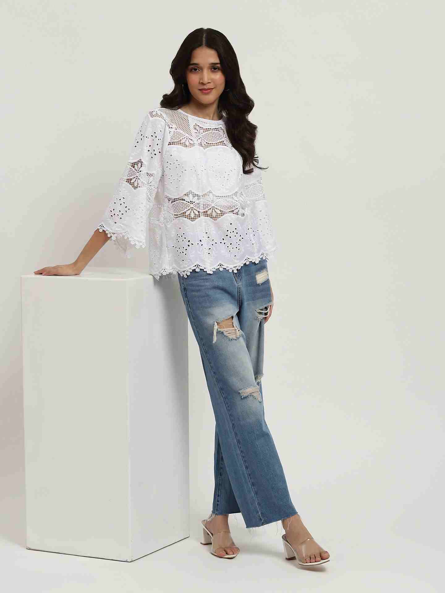 White Maisel Peasant Top