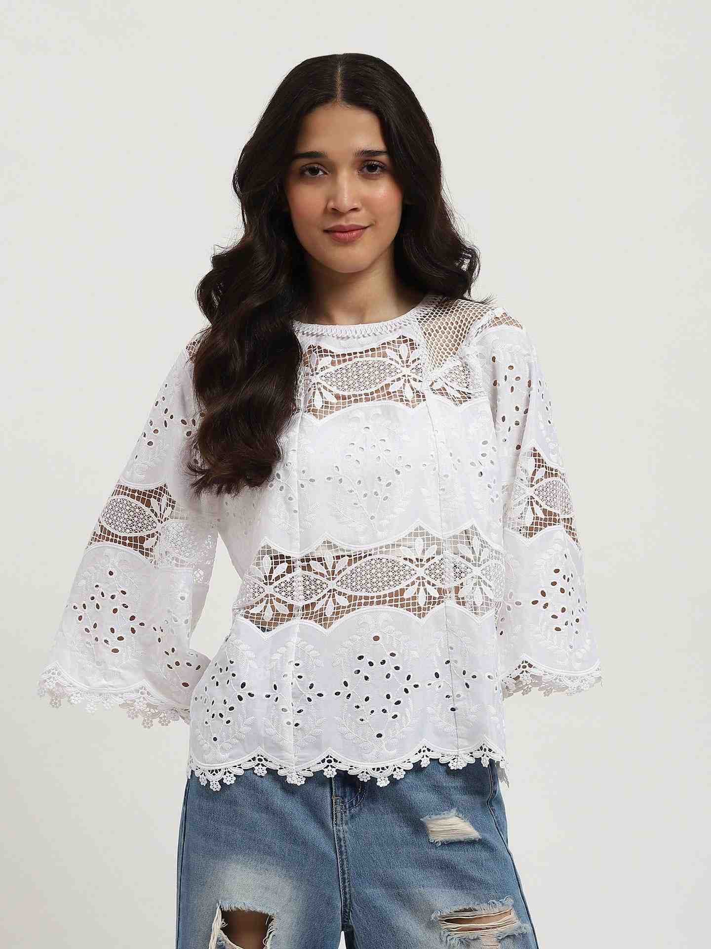 White Maisel Peasant Top