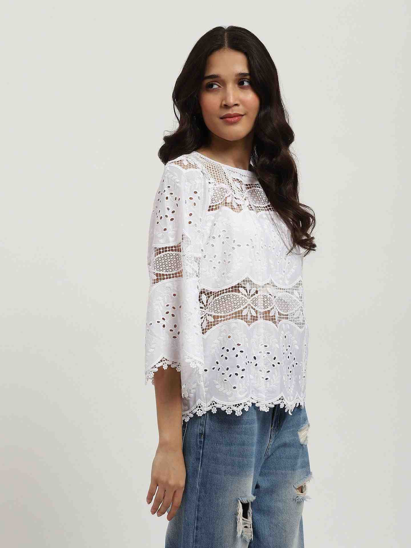White Maisel Peasant Top