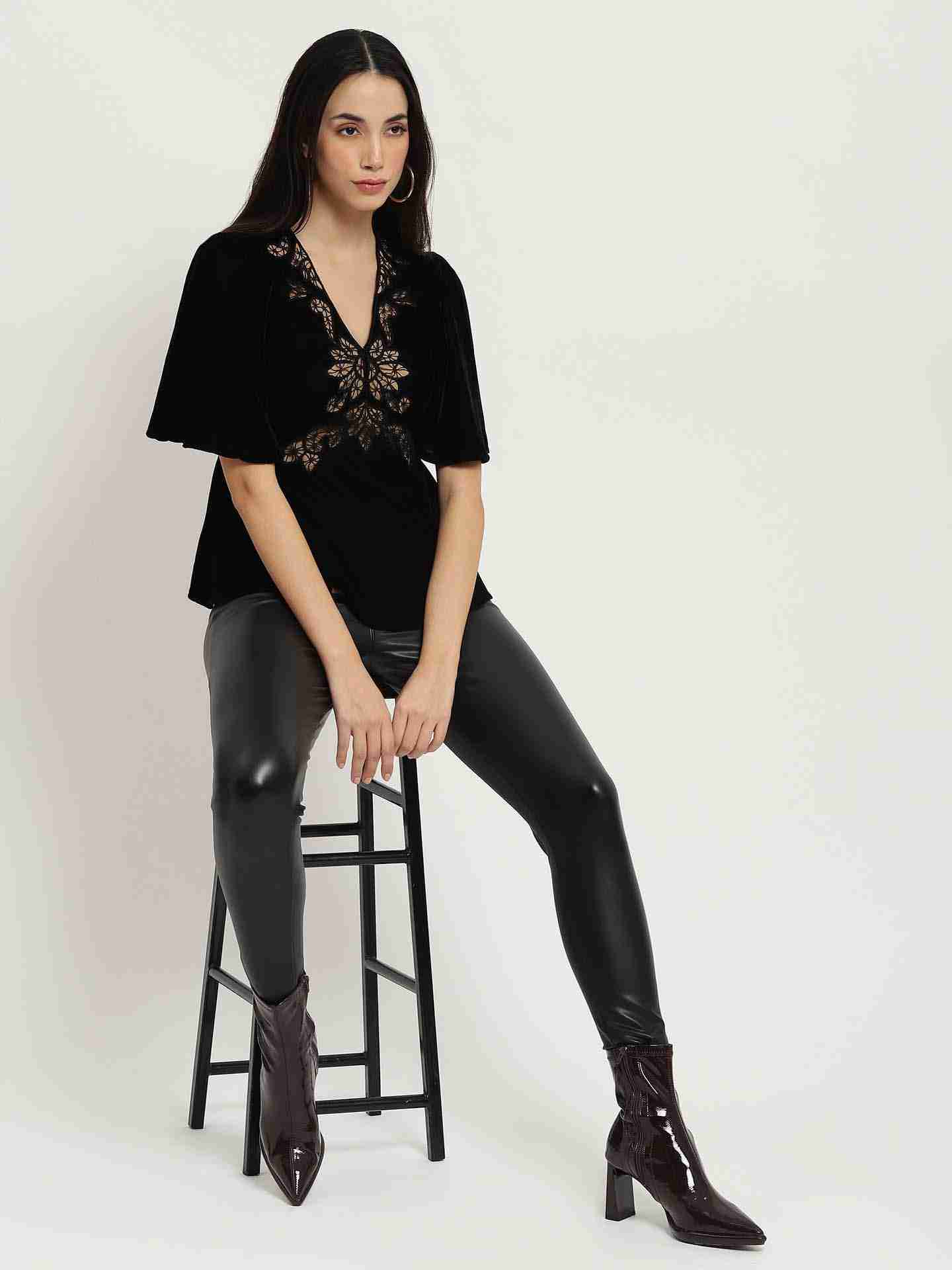 Black Abigail Velvet Top