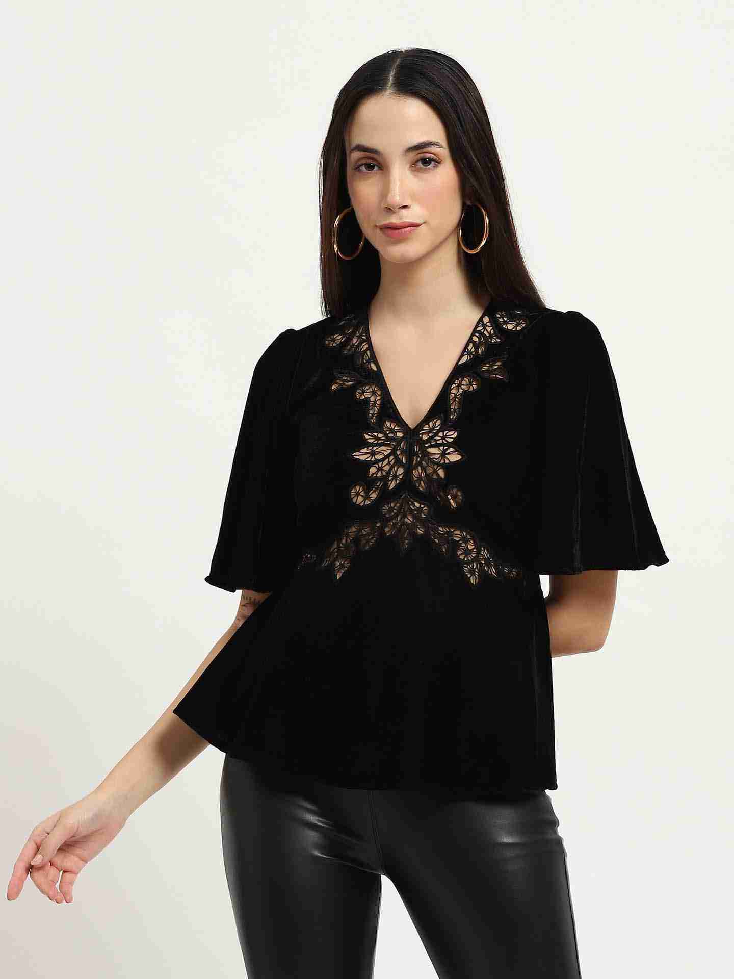 Black Abigail Velvet Top