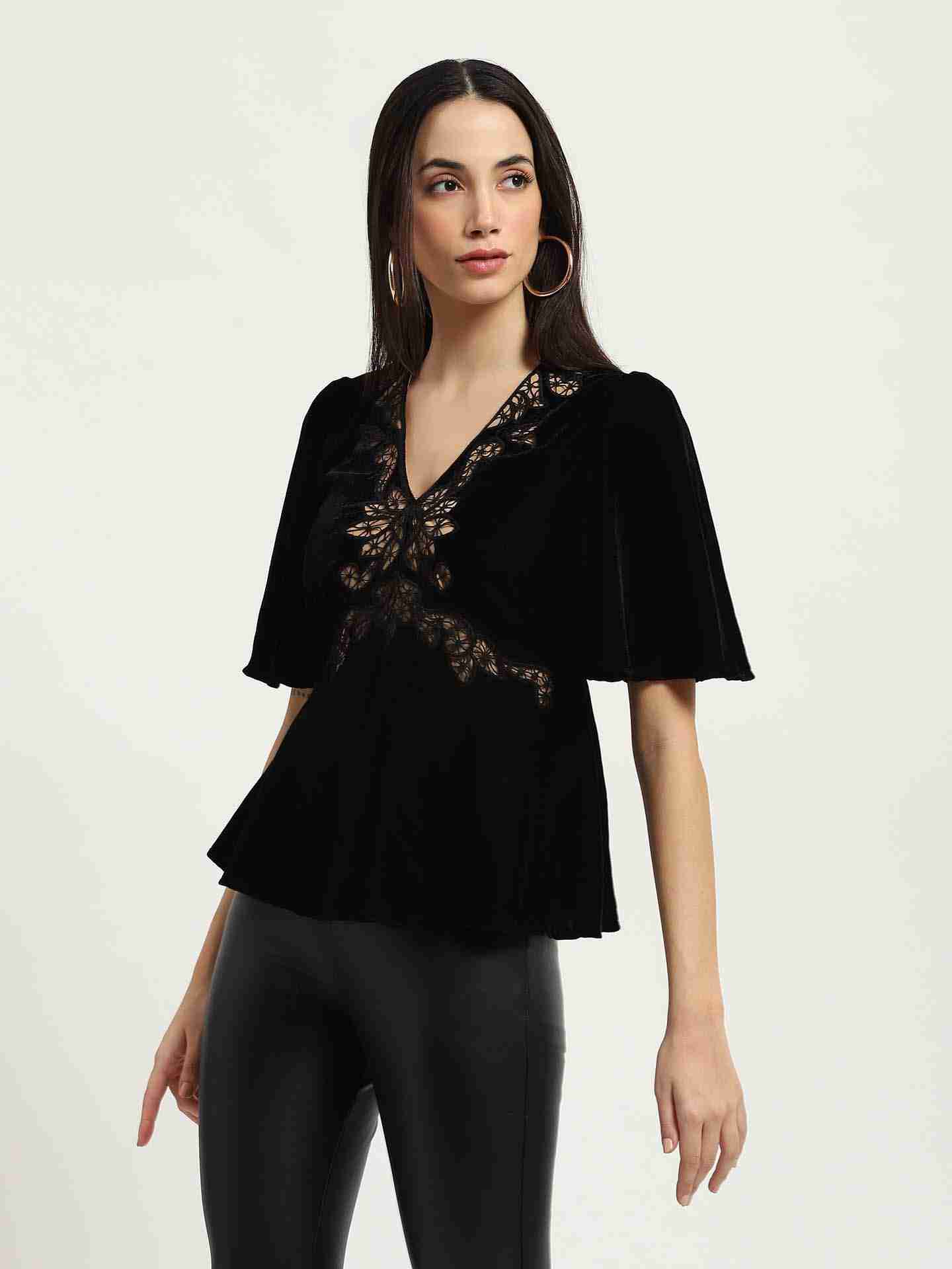 Black Abigail Velvet Top