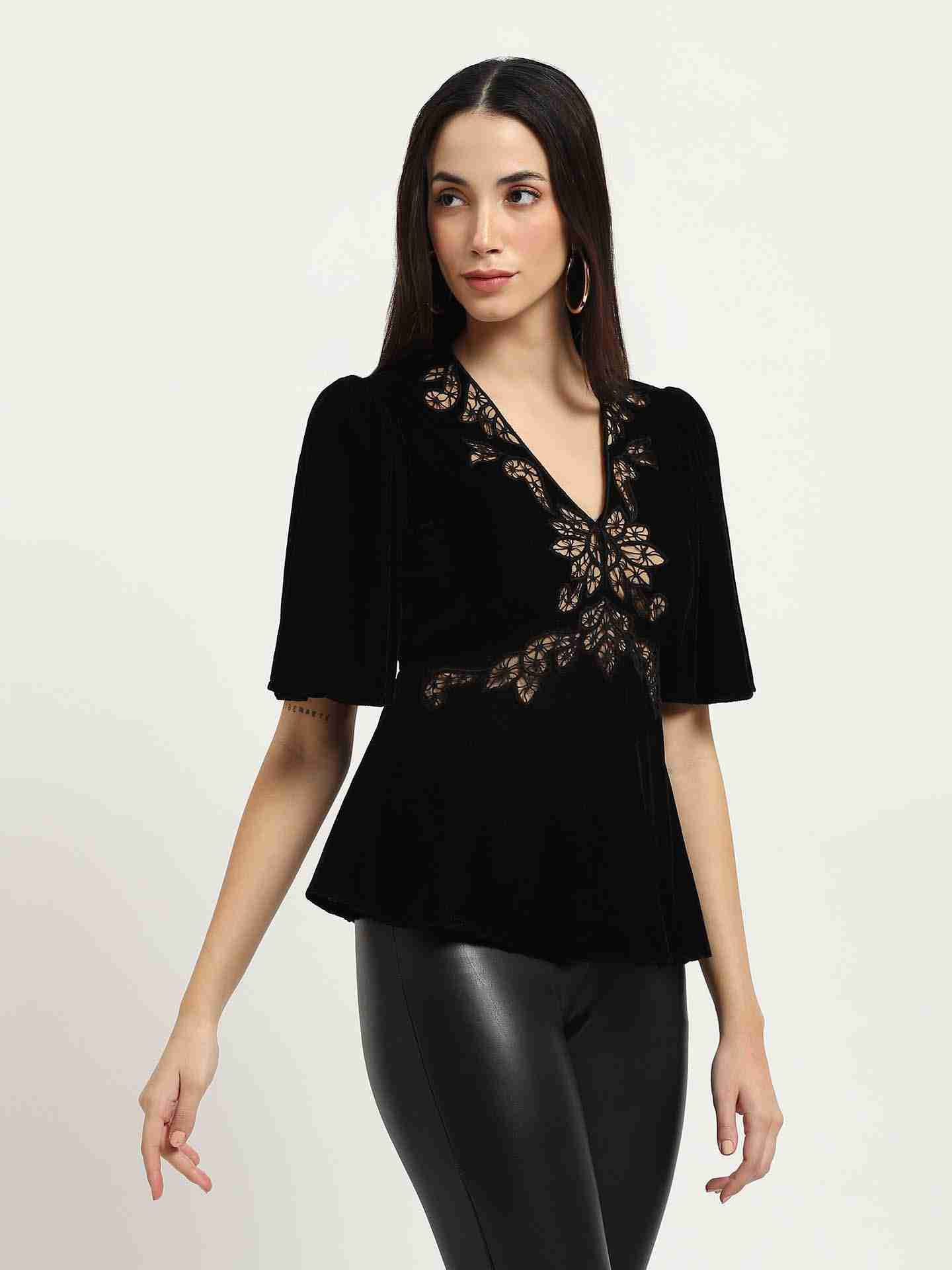 Black Abigail Velvet Top