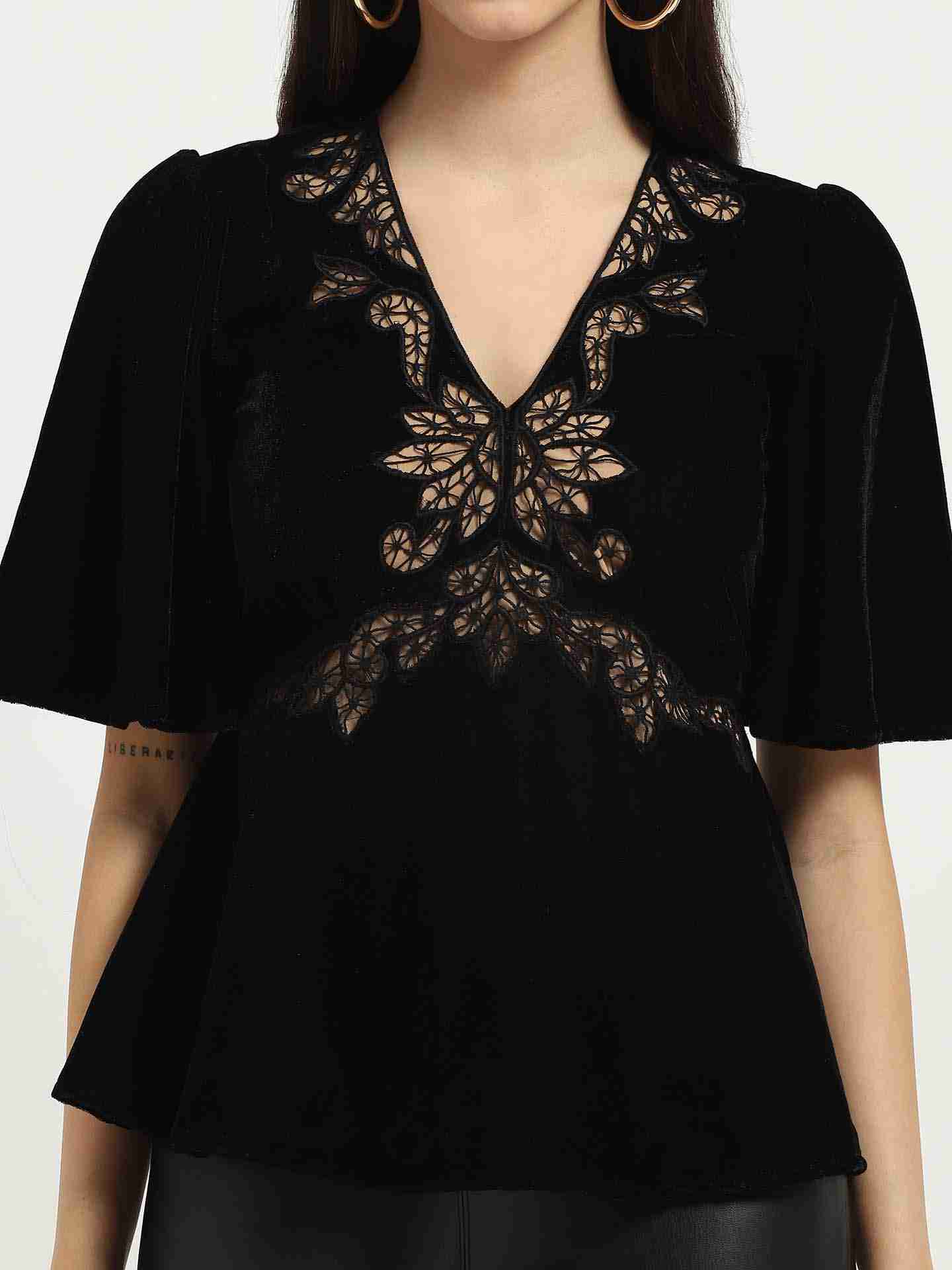 Black Abigail Velvet Top