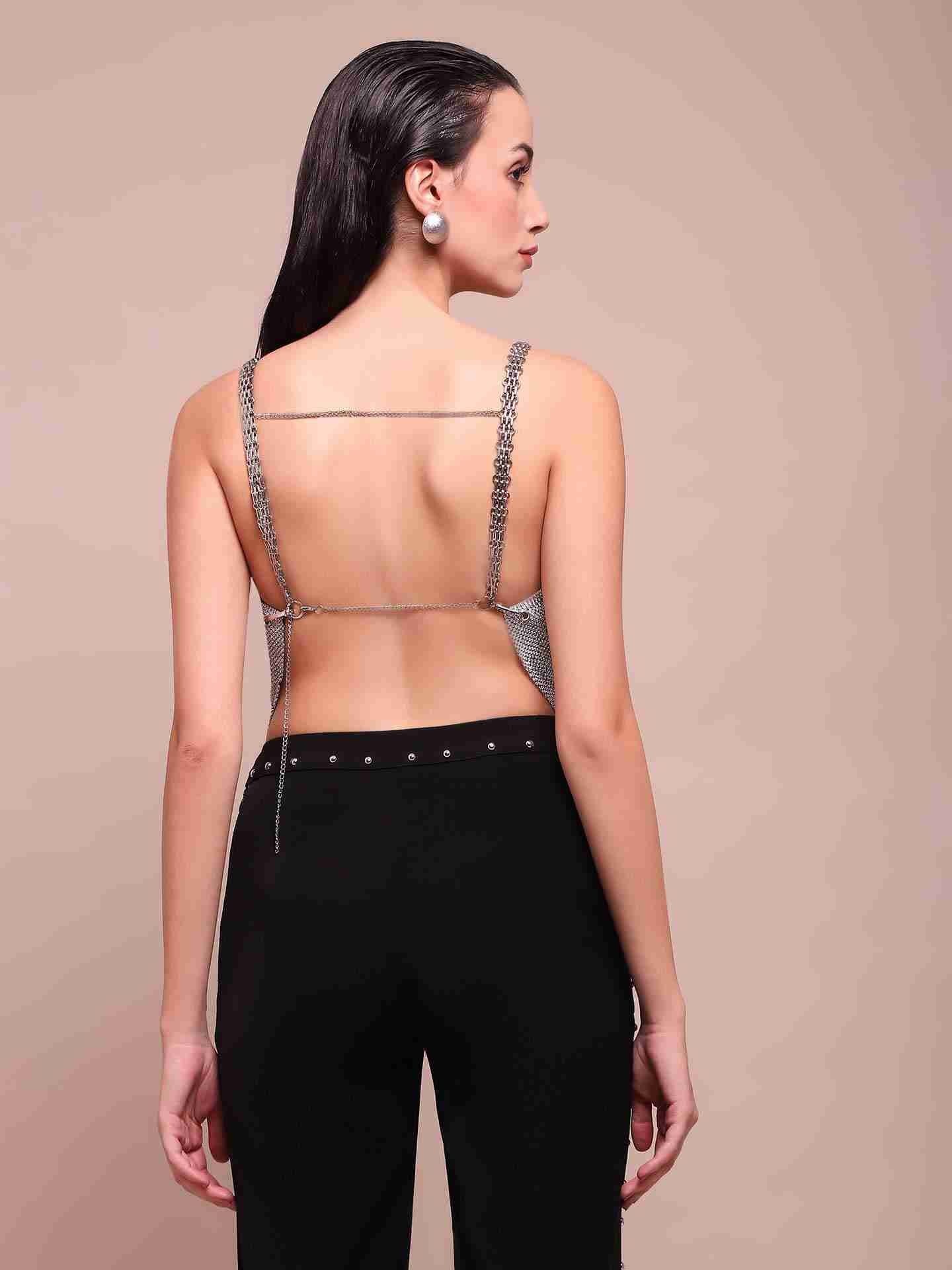 Metallic Celestia Cowl Top