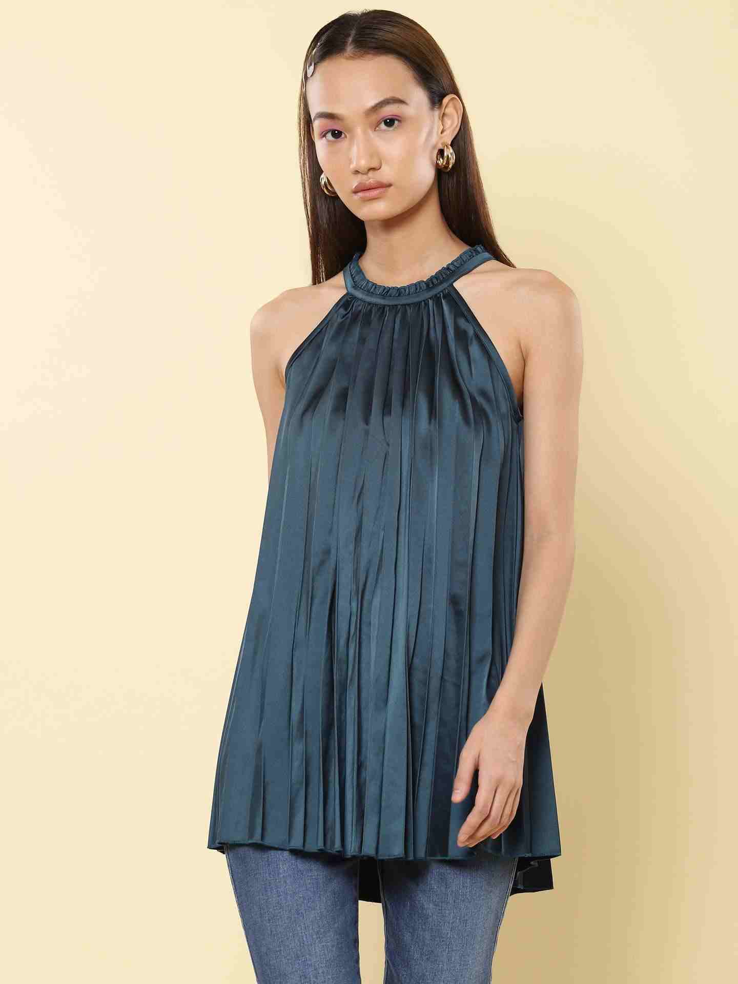 Teal Valencia Satin Top