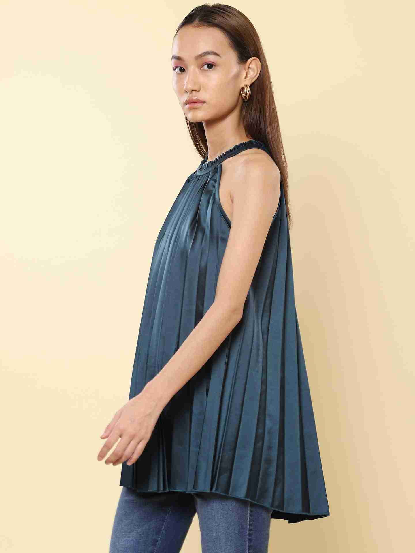 Teal Valencia Satin Top