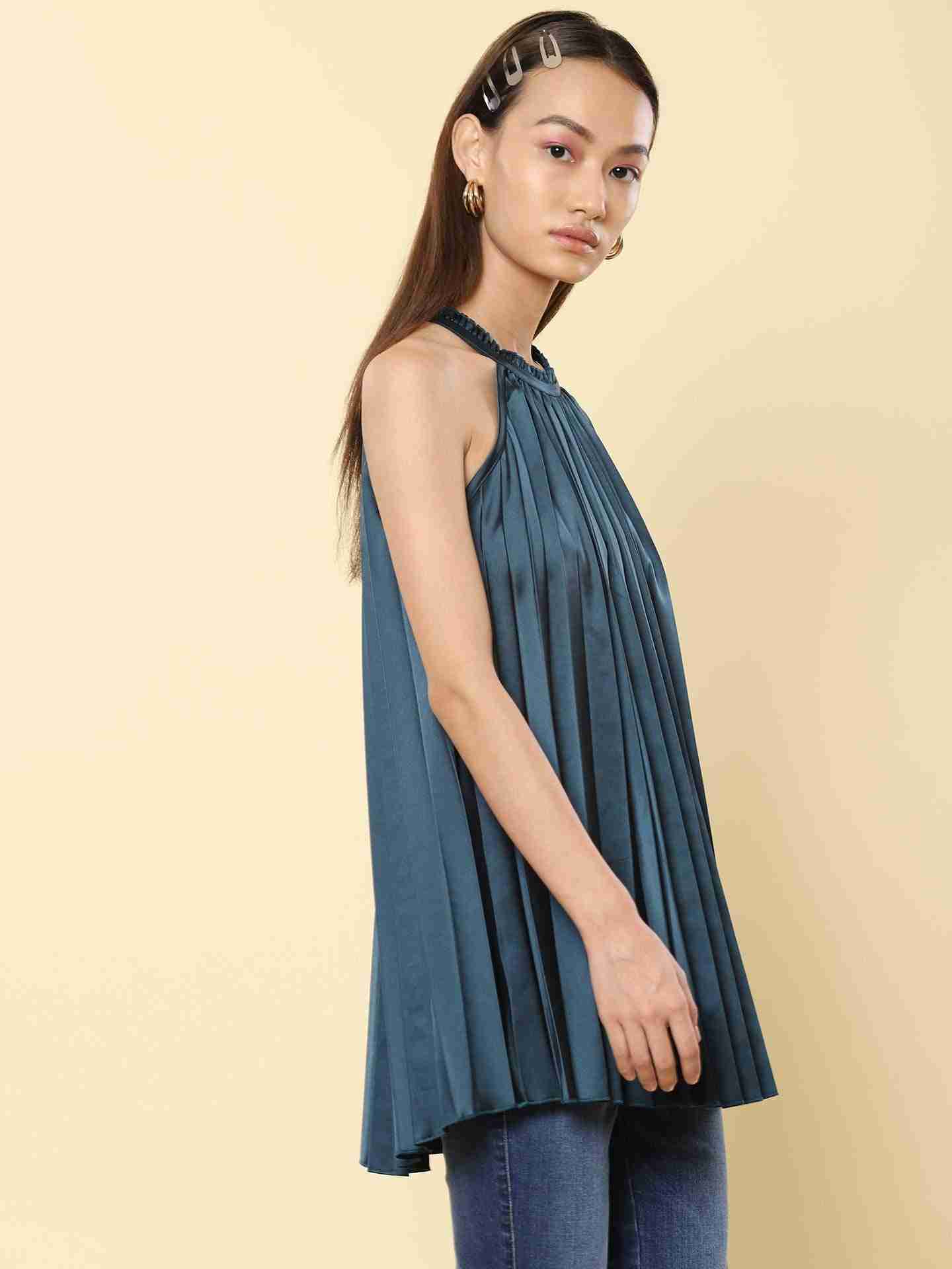 Teal Valencia Satin Top