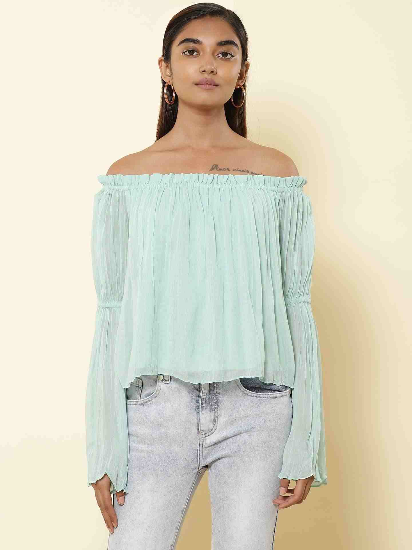 Mint Fashion Flair Peasant Top