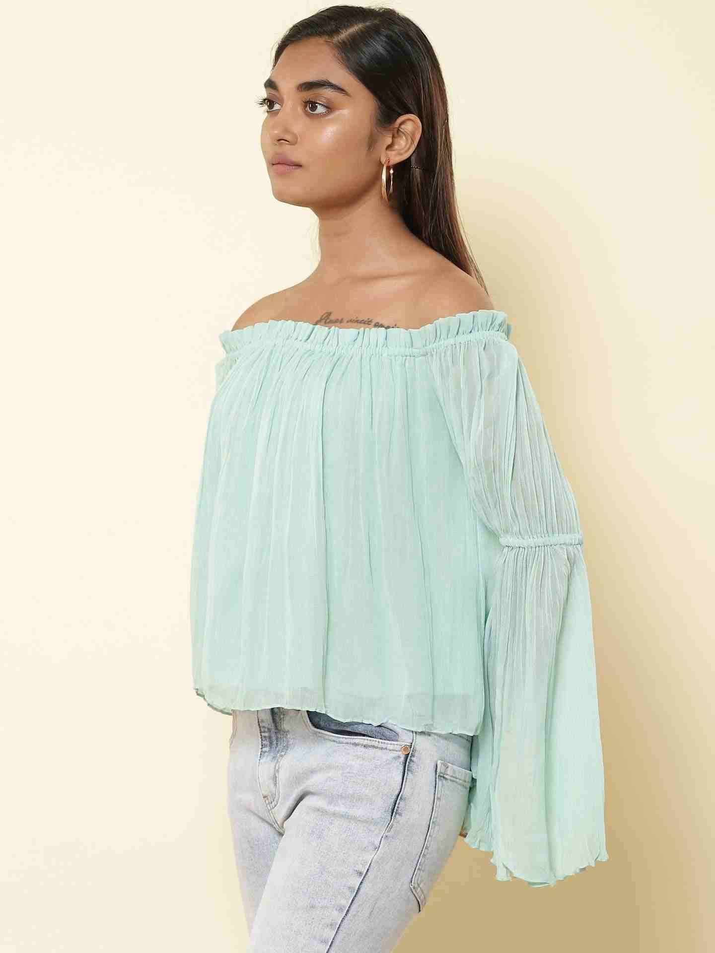 Mint Fashion Flair Peasant Top