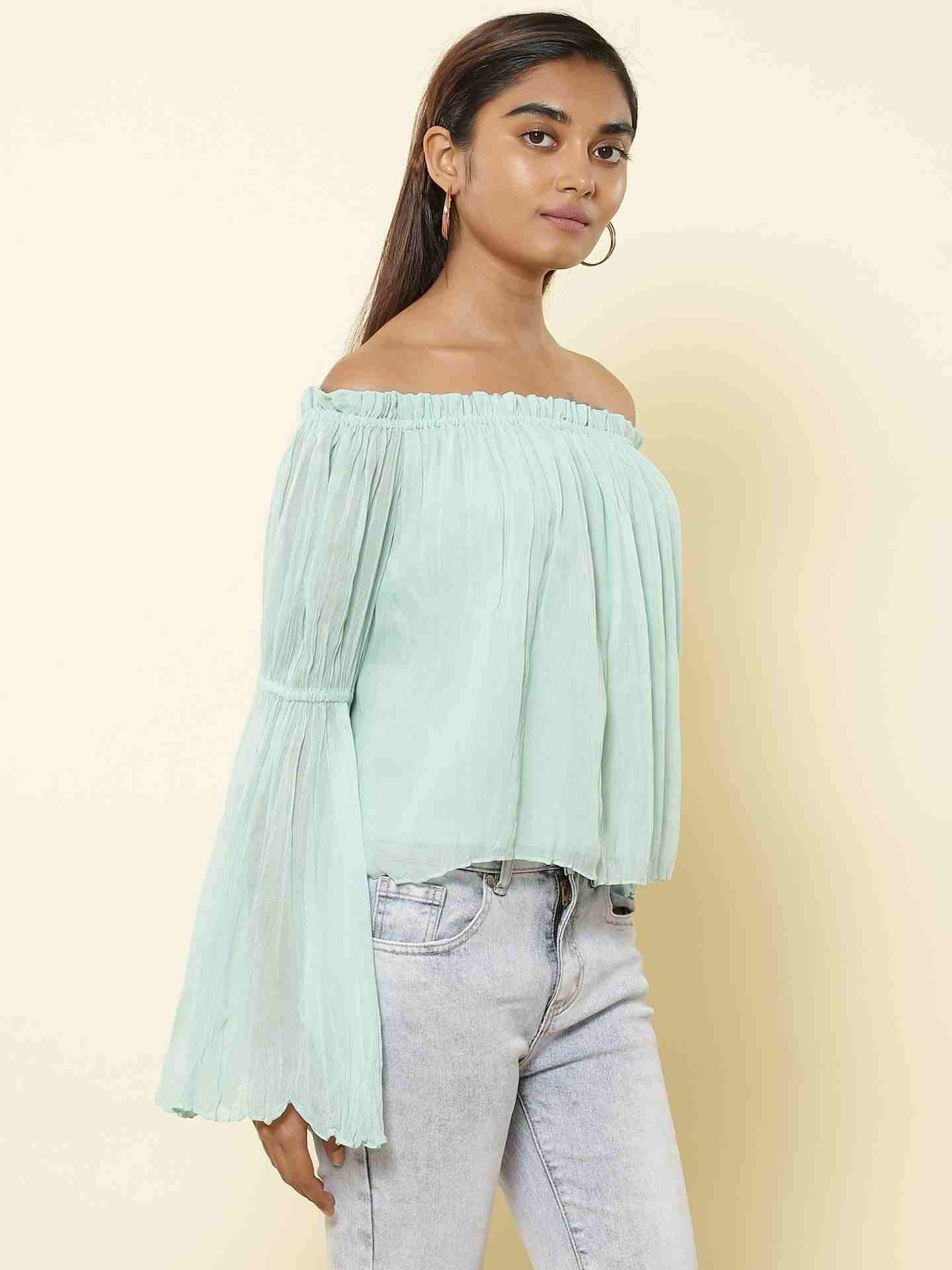 Mint Fashion Flair Peasant Top