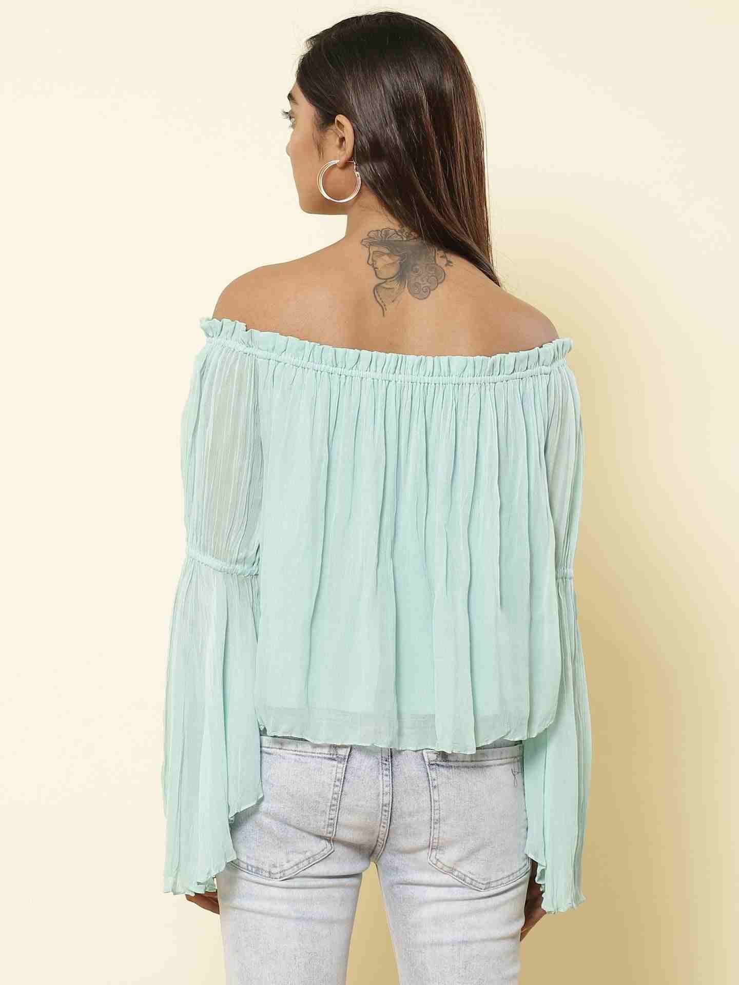 Mint Fashion Flair Peasant Top
