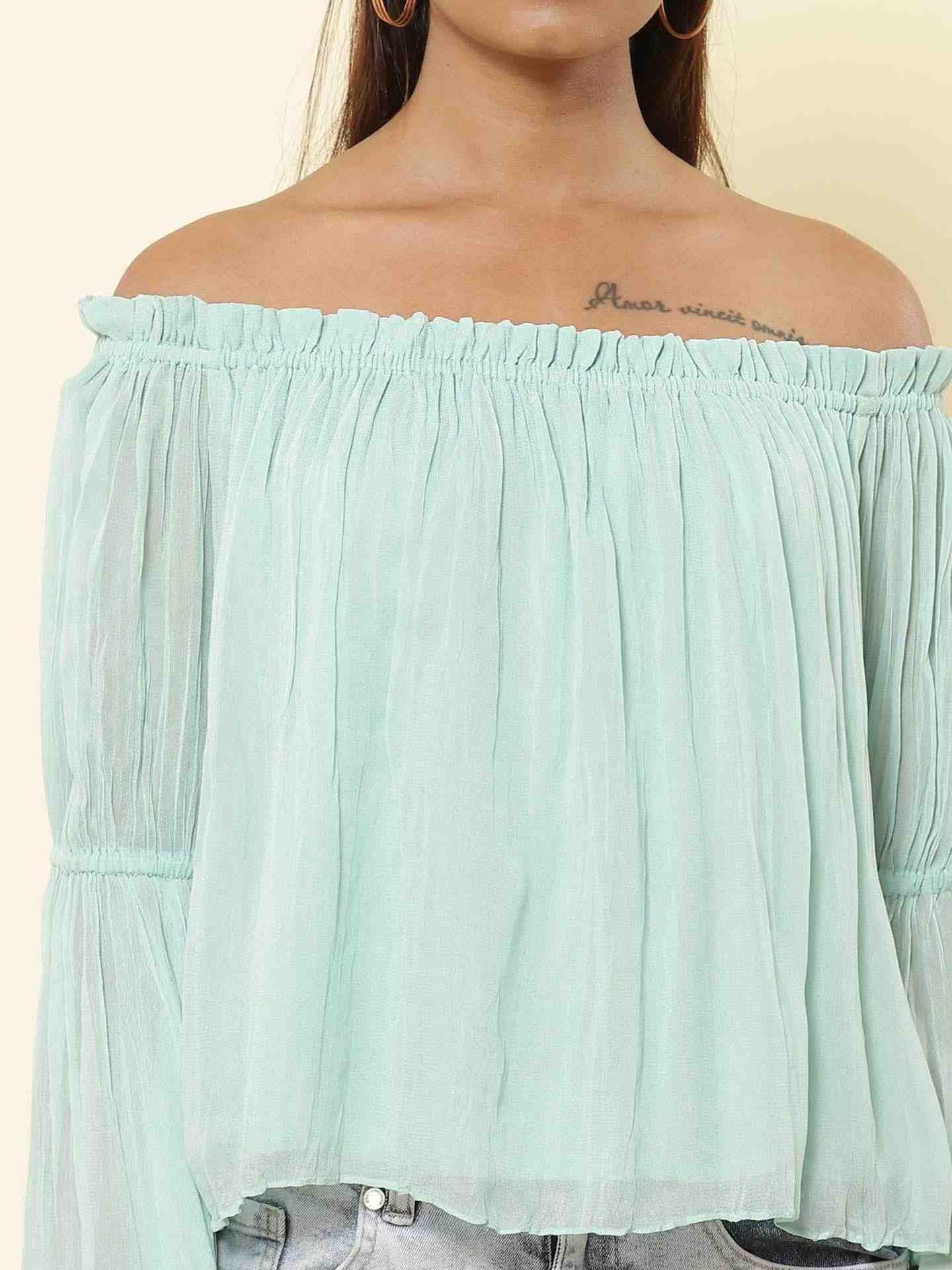 Mint Fashion Flair Peasant Top