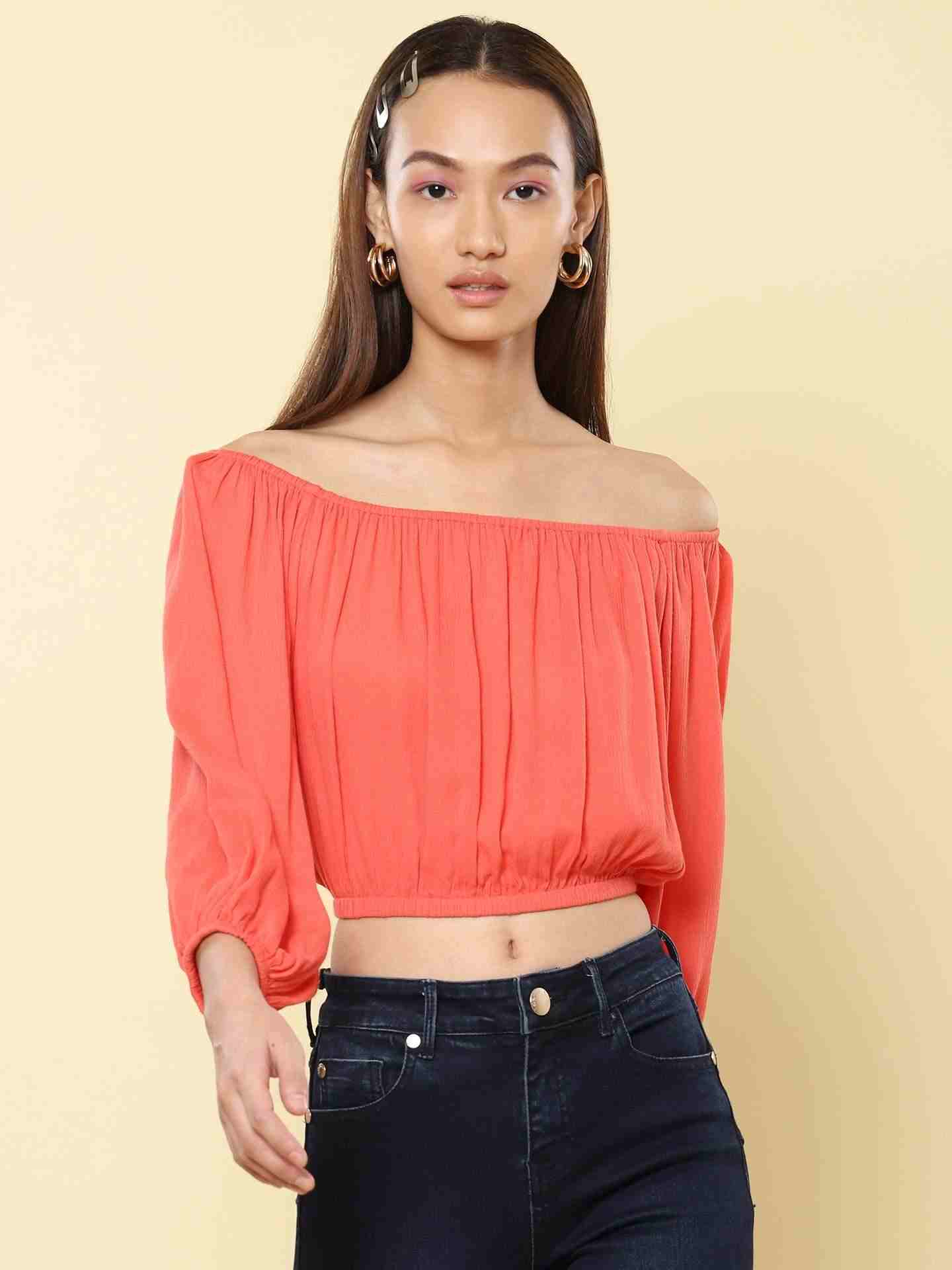 Coral Fashion Flair Top