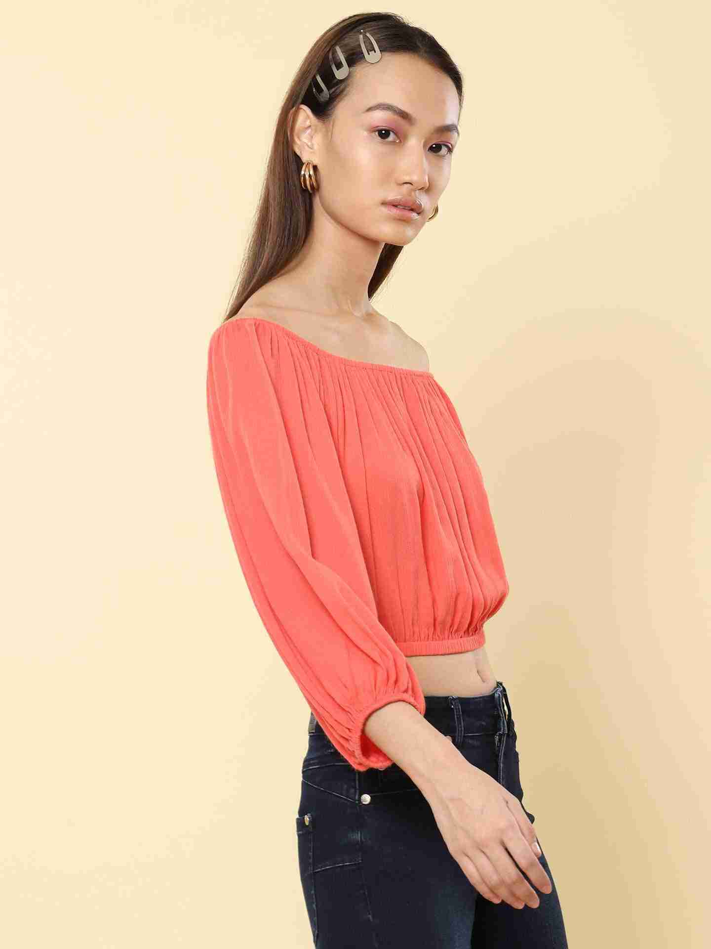 Coral Fashion Flair Top