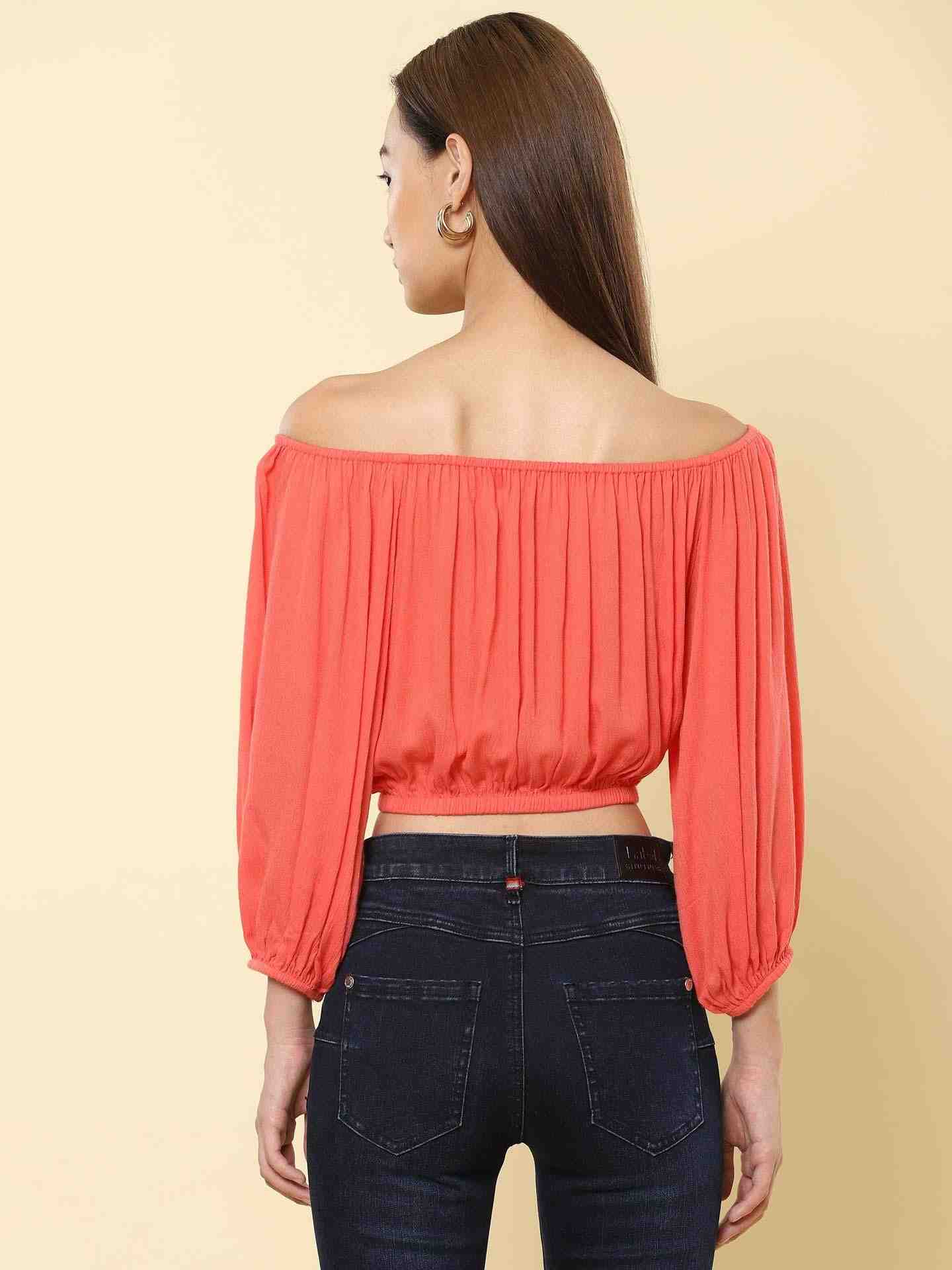 Coral Fashion Flair Top