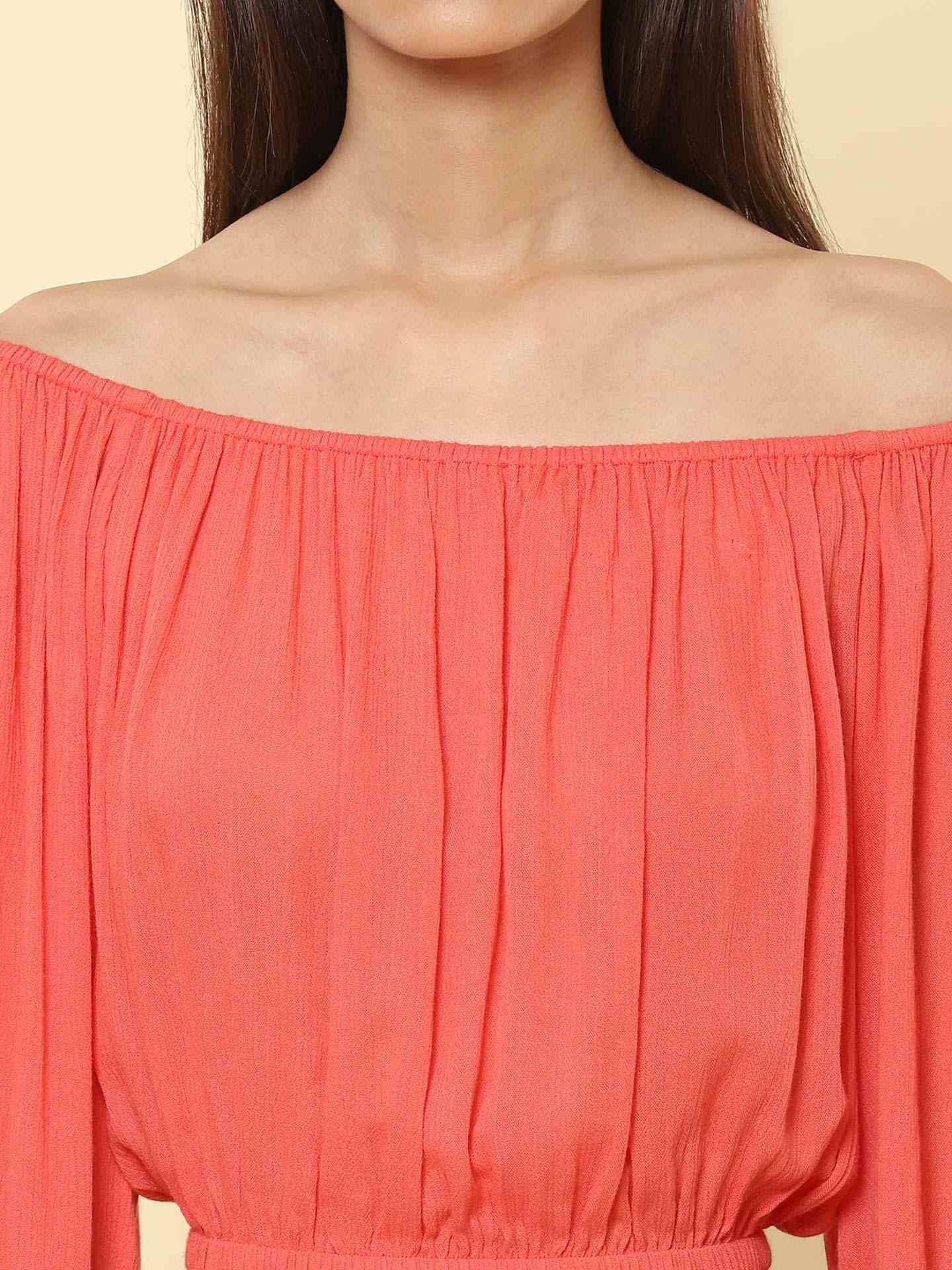 Coral Fashion Flair Top