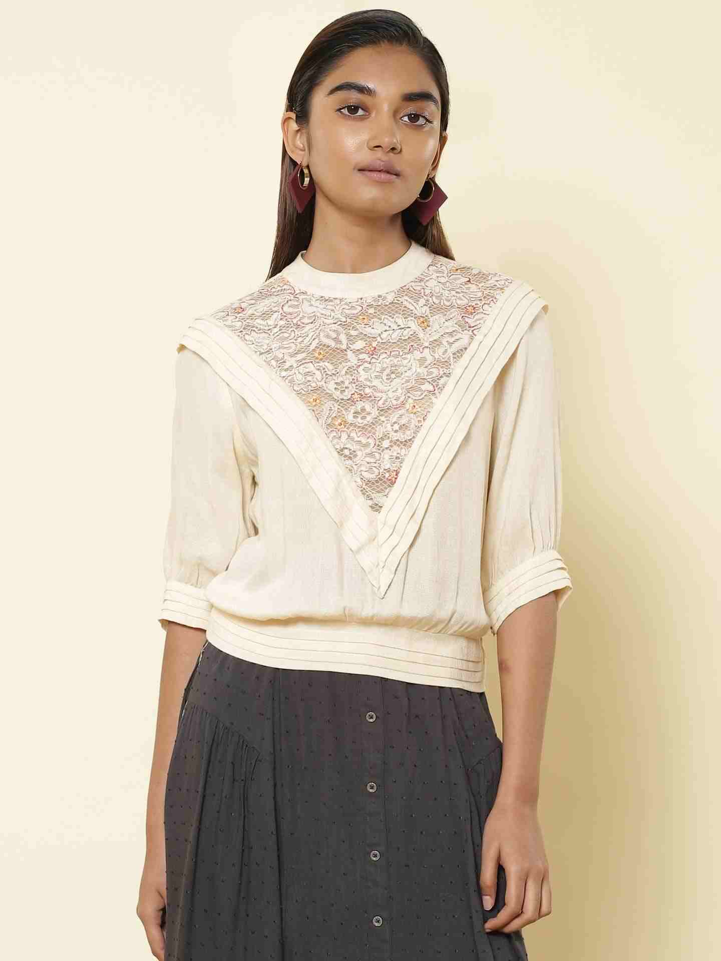 Ecru Spring Bloom Top
