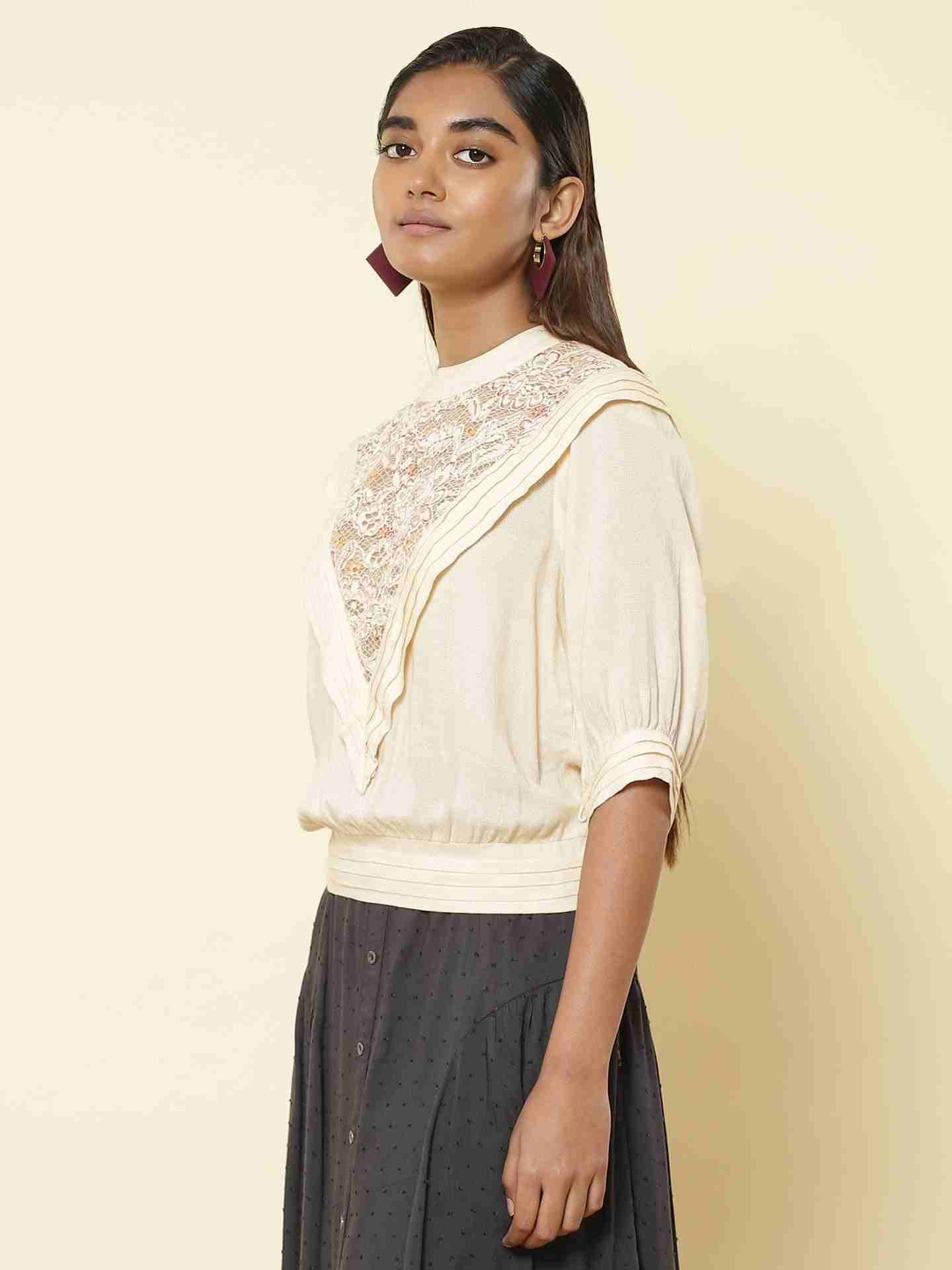 Ecru Spring Bloom Top
