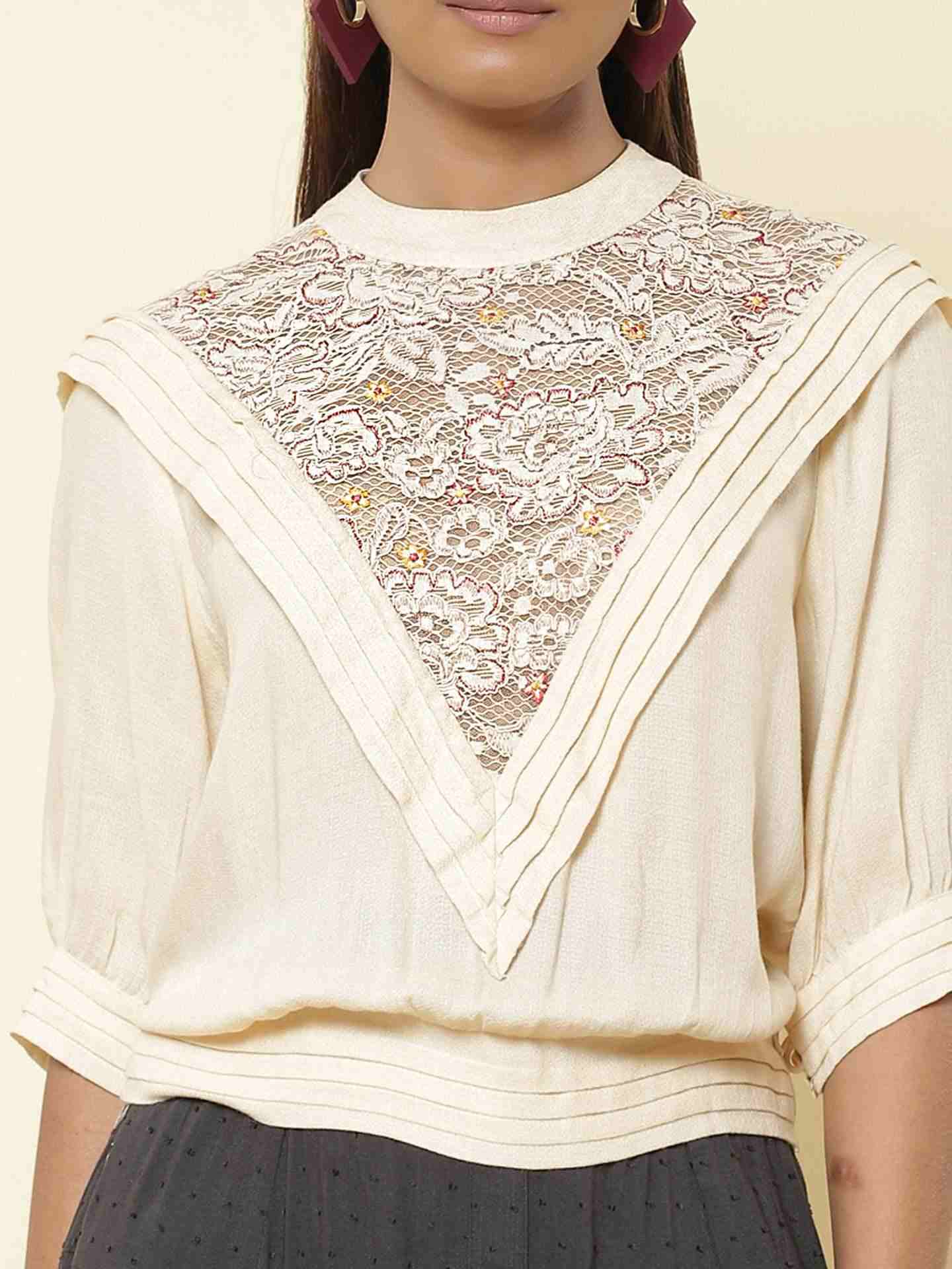 Ecru Spring Bloom Top