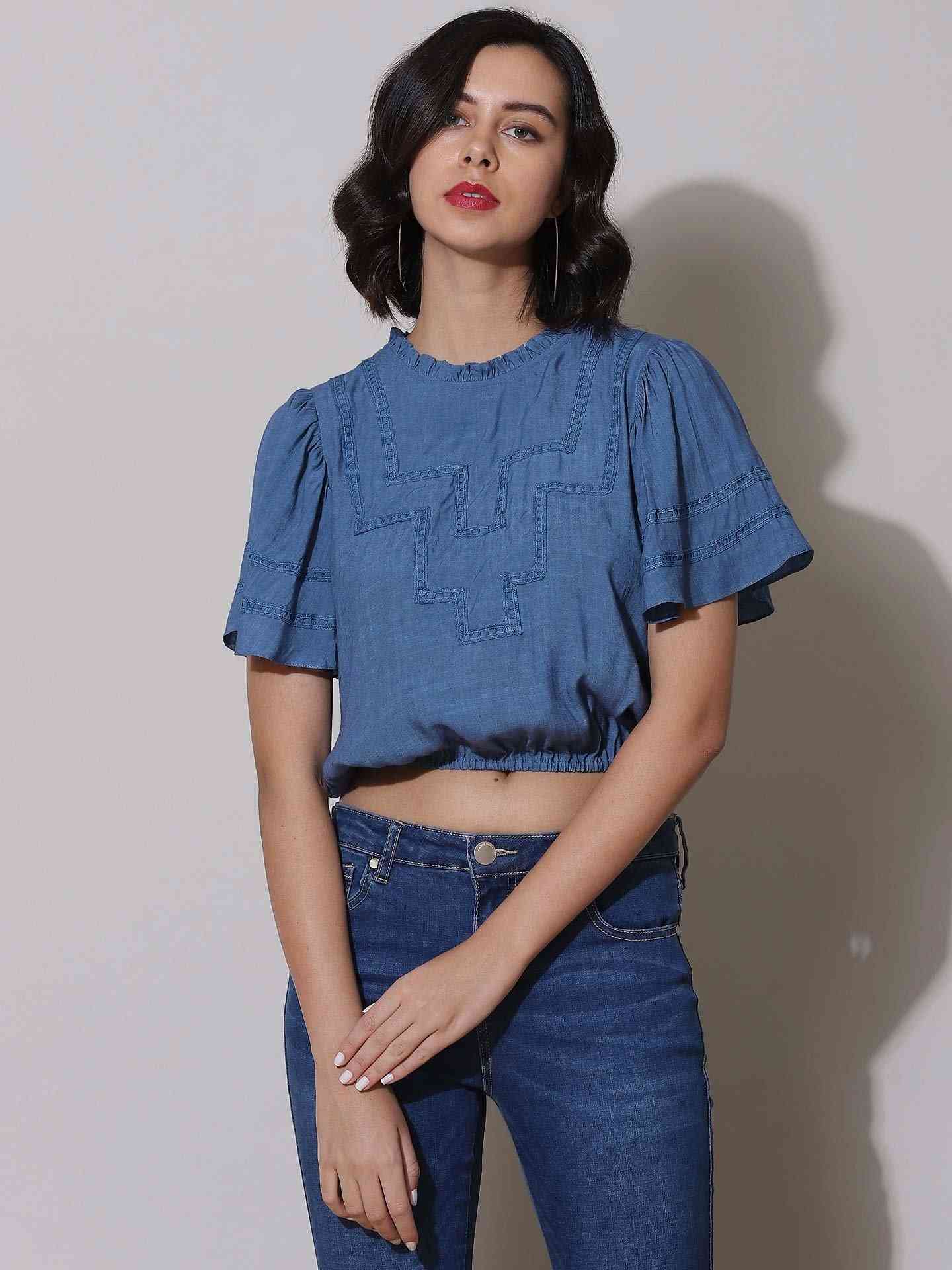 Blue Sandra Crop Top