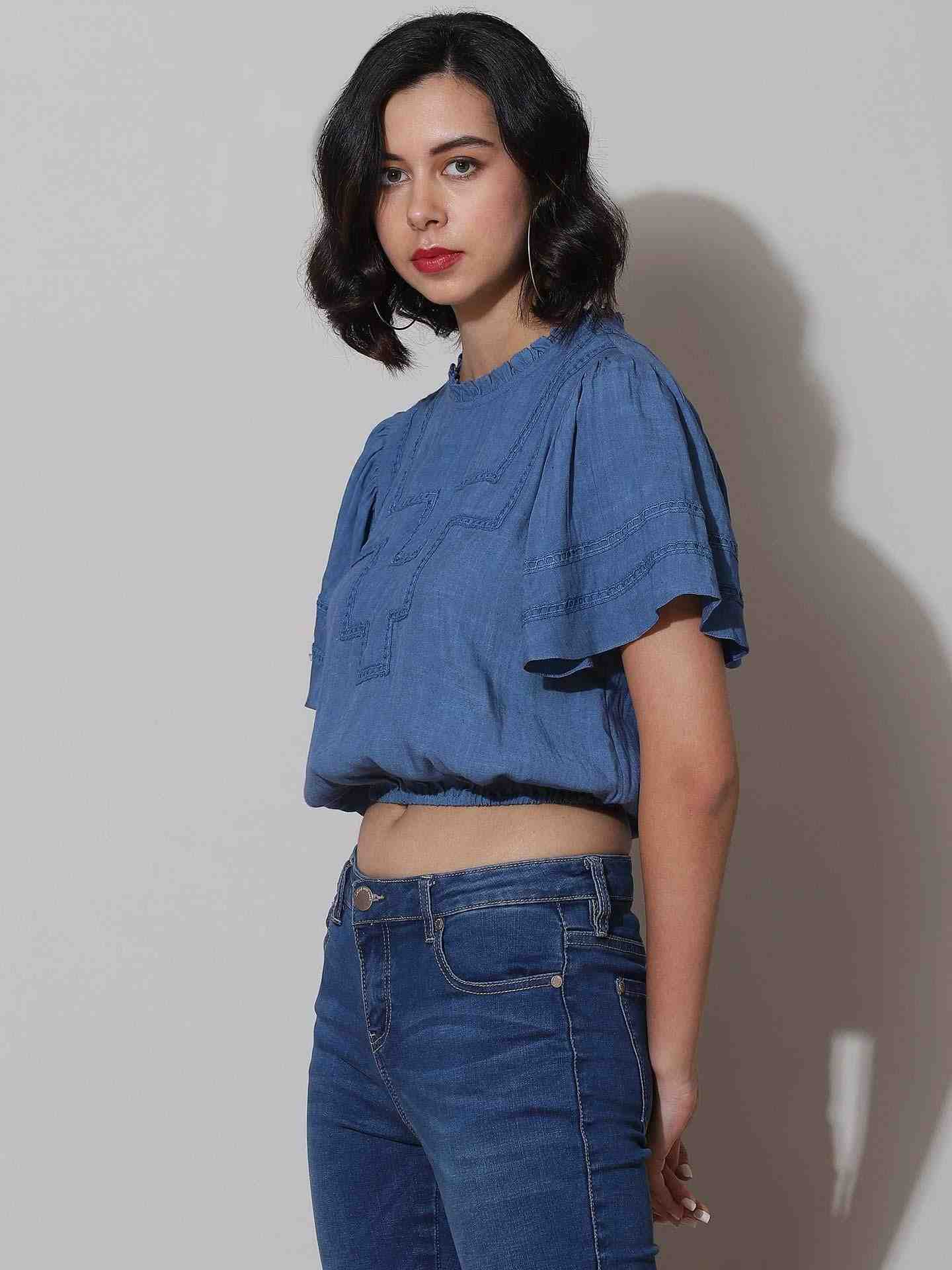 Blue Sandra Crop Top