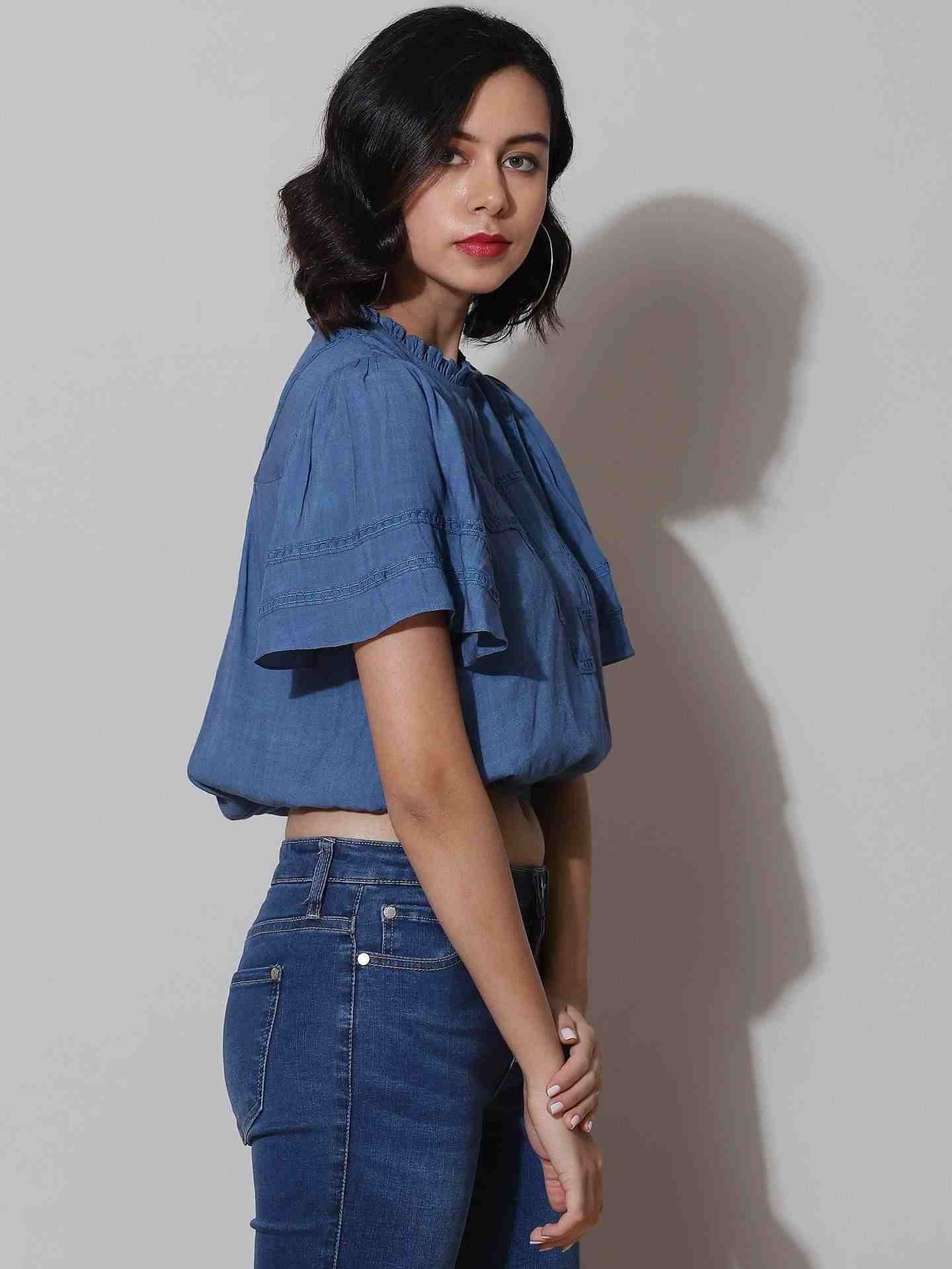 Blue Sandra Crop Top