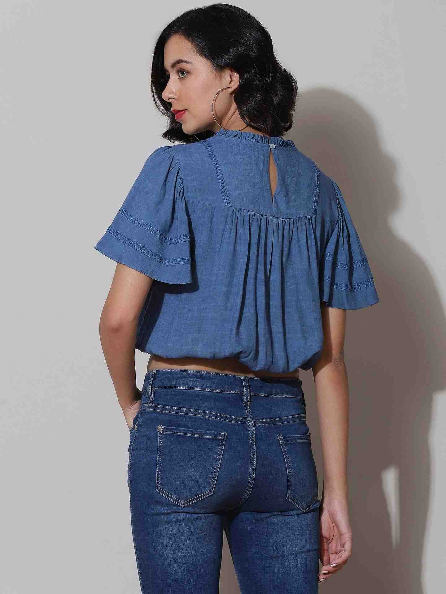 Blue Sandra Crop Top