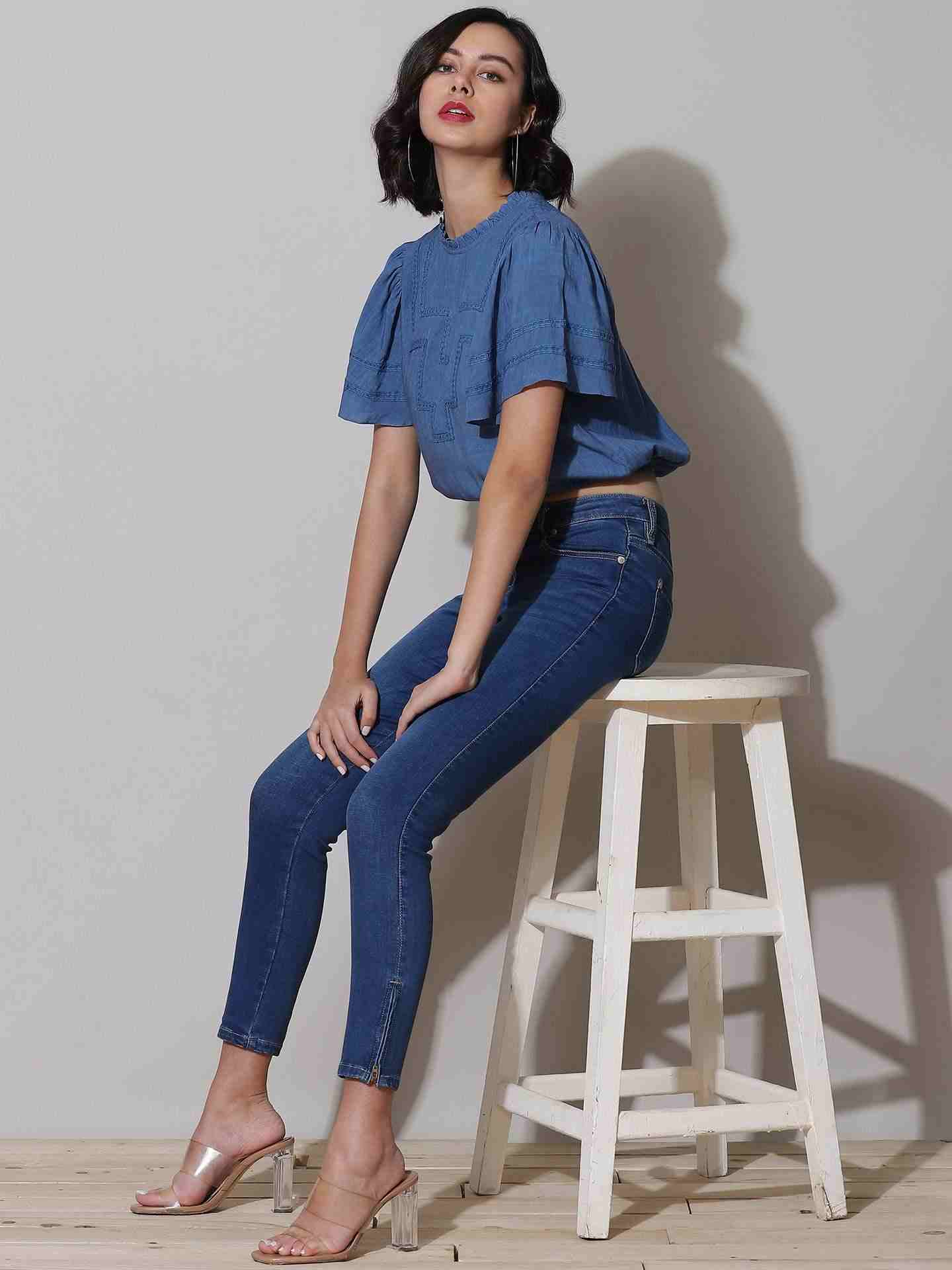 Blue Sandra Crop Top