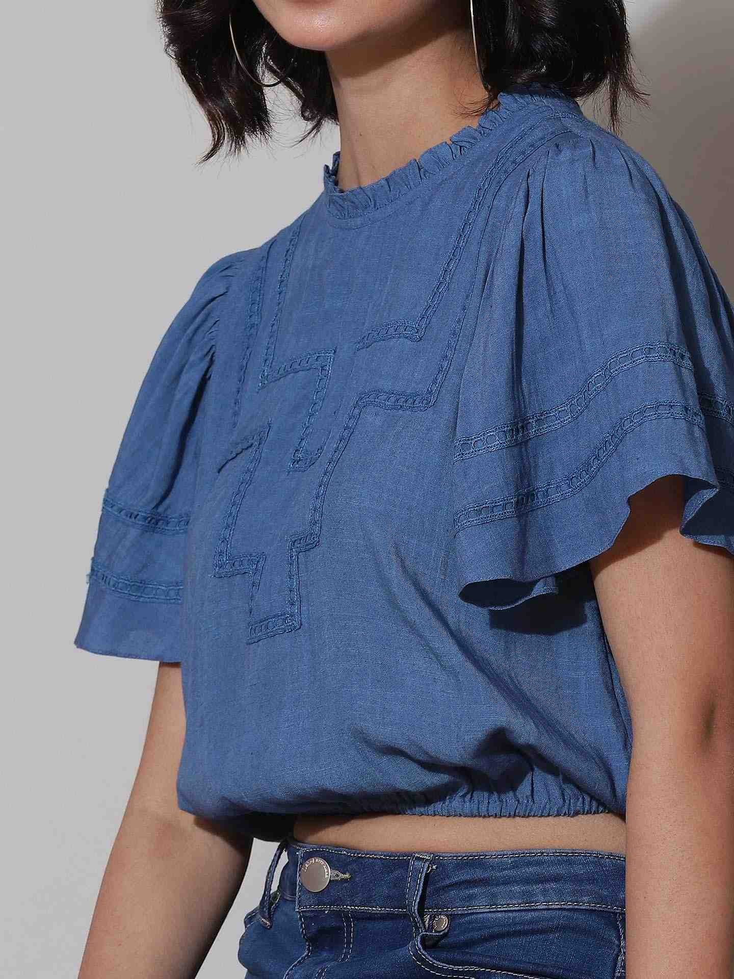 Blue Sandra Crop Top