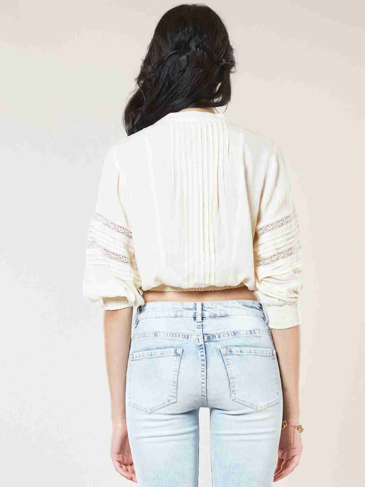 Ecru Castle Scallop Crop Top