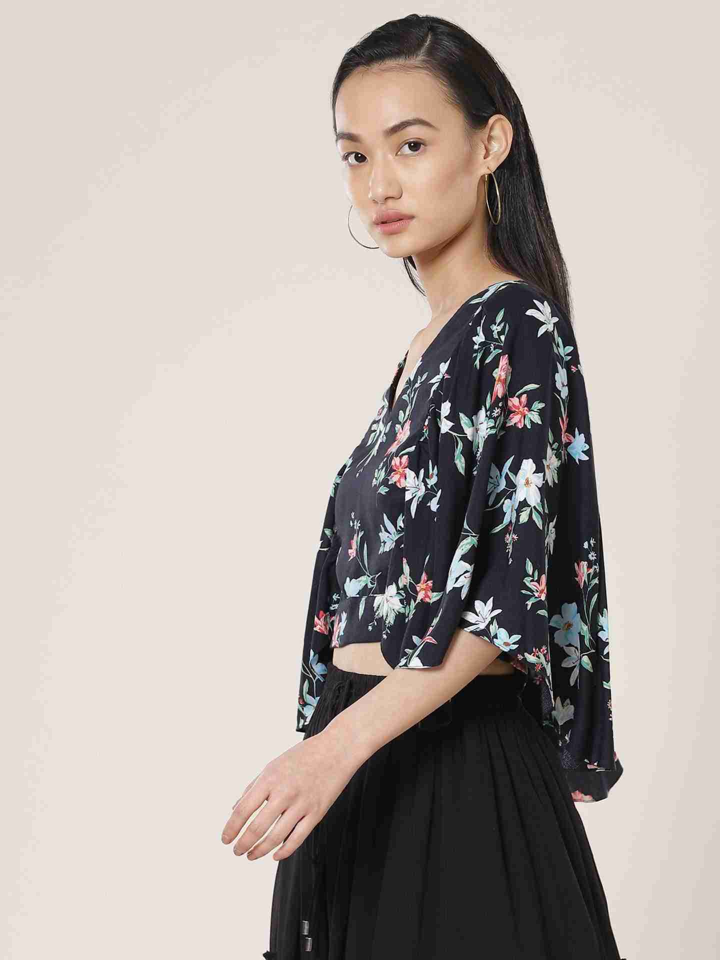 Navy Fashion Flair Crop Top