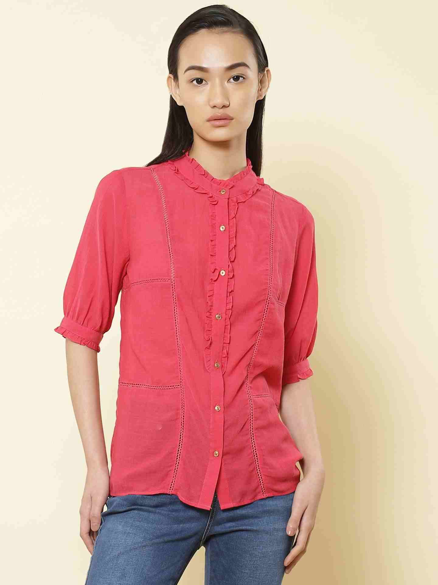 Pink Solid Vesture Top