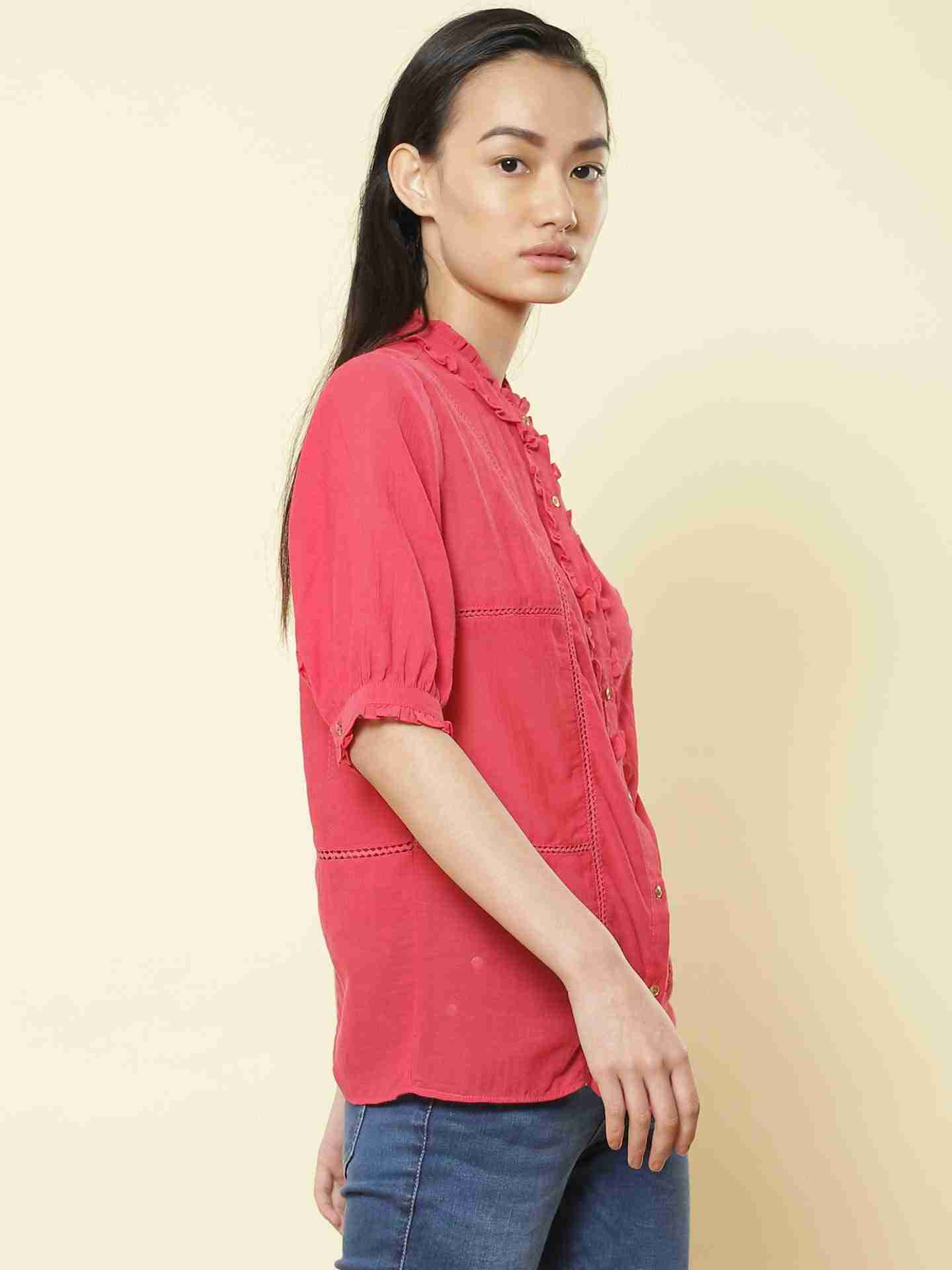 Pink Solid Vesture Top