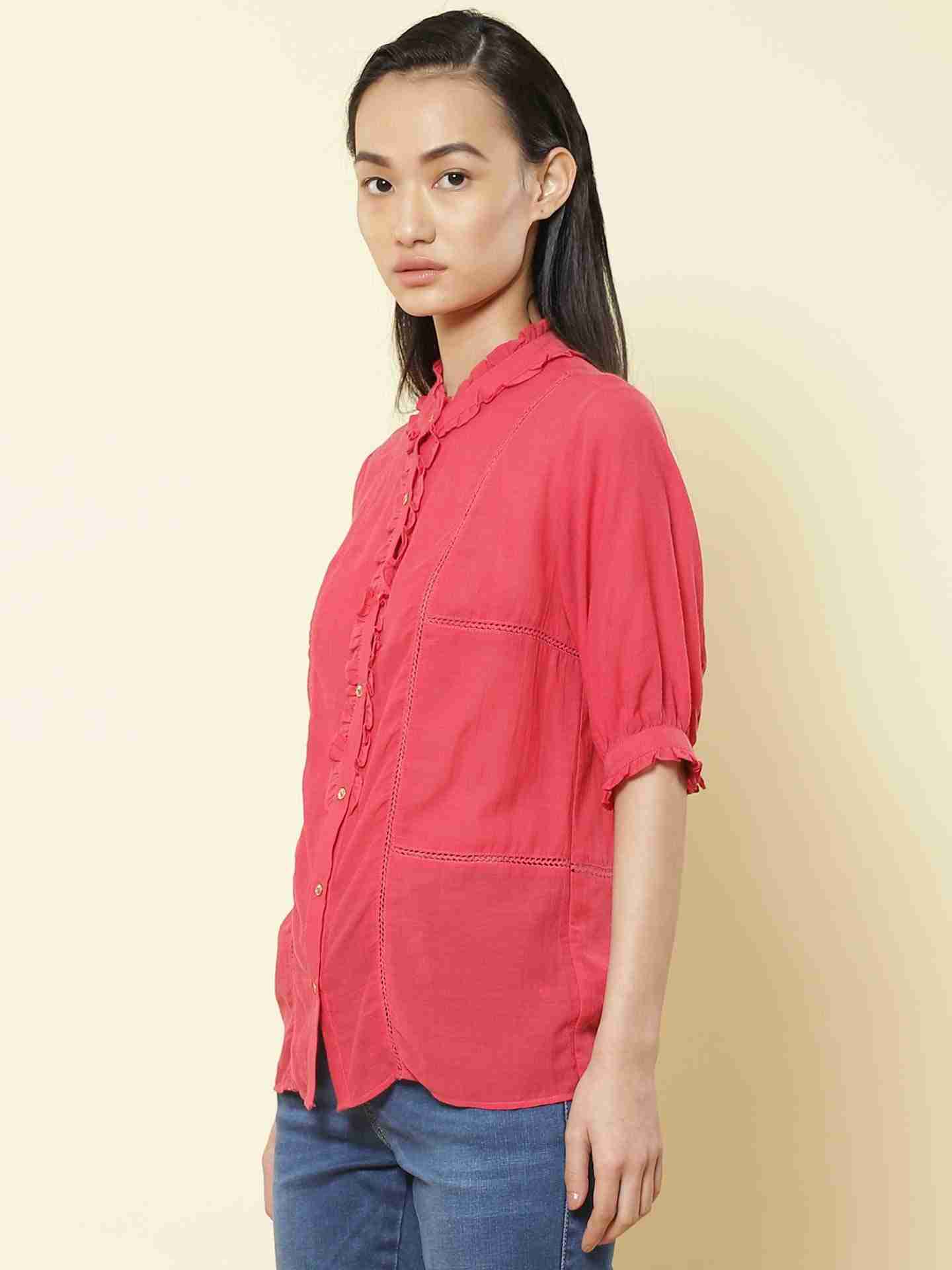 Pink Solid Vesture Top