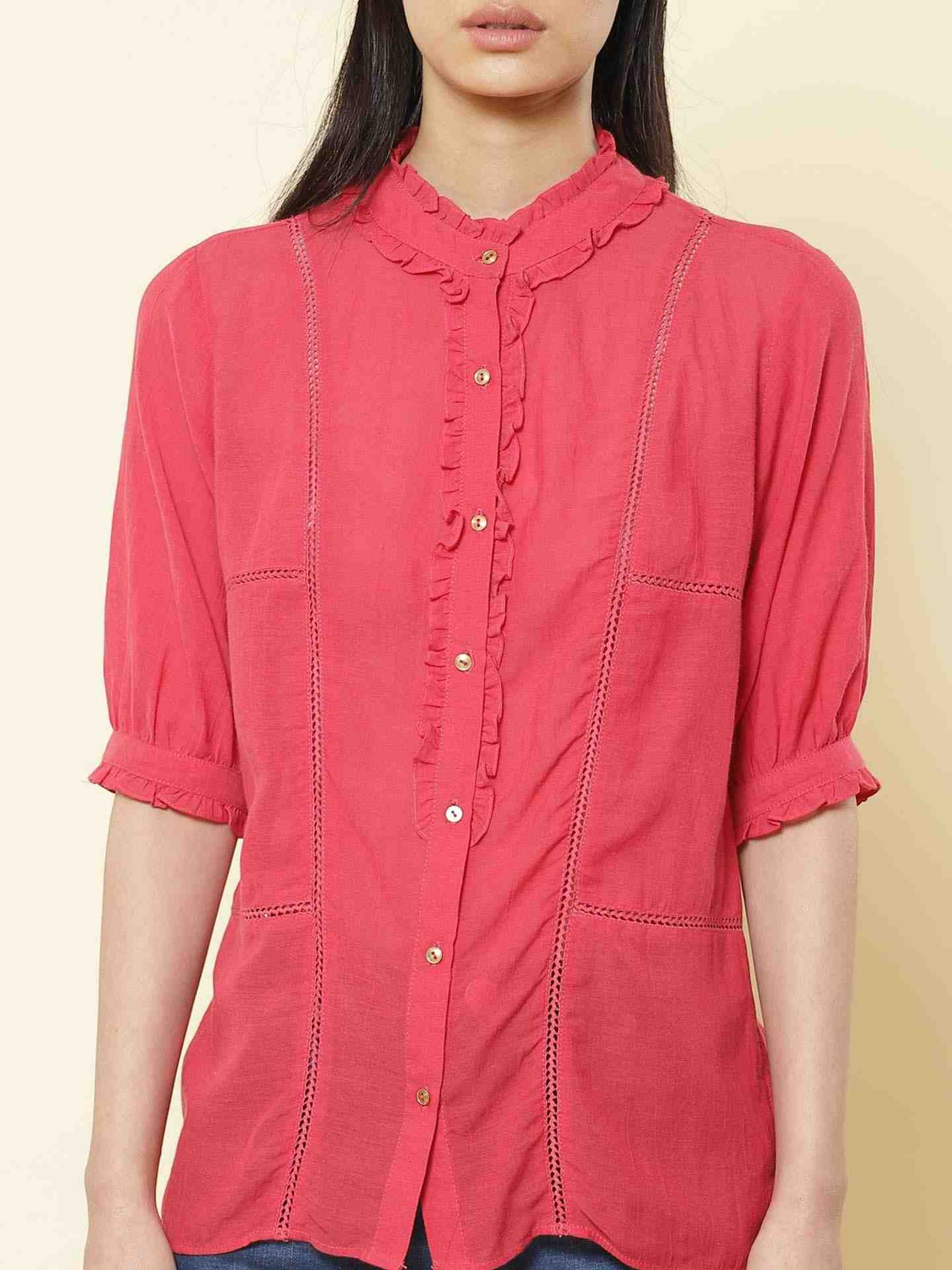 Pink Solid Vesture Top