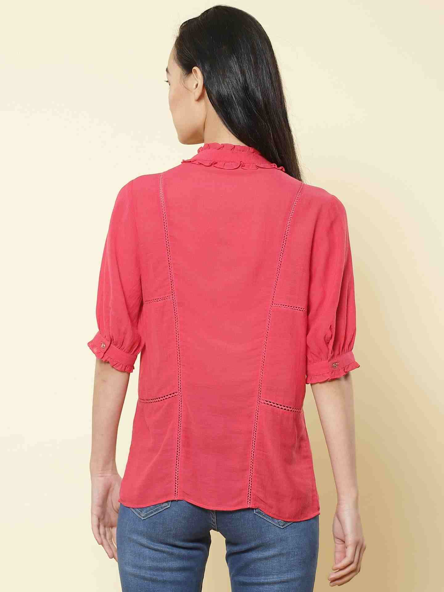 Pink Solid Vesture Top