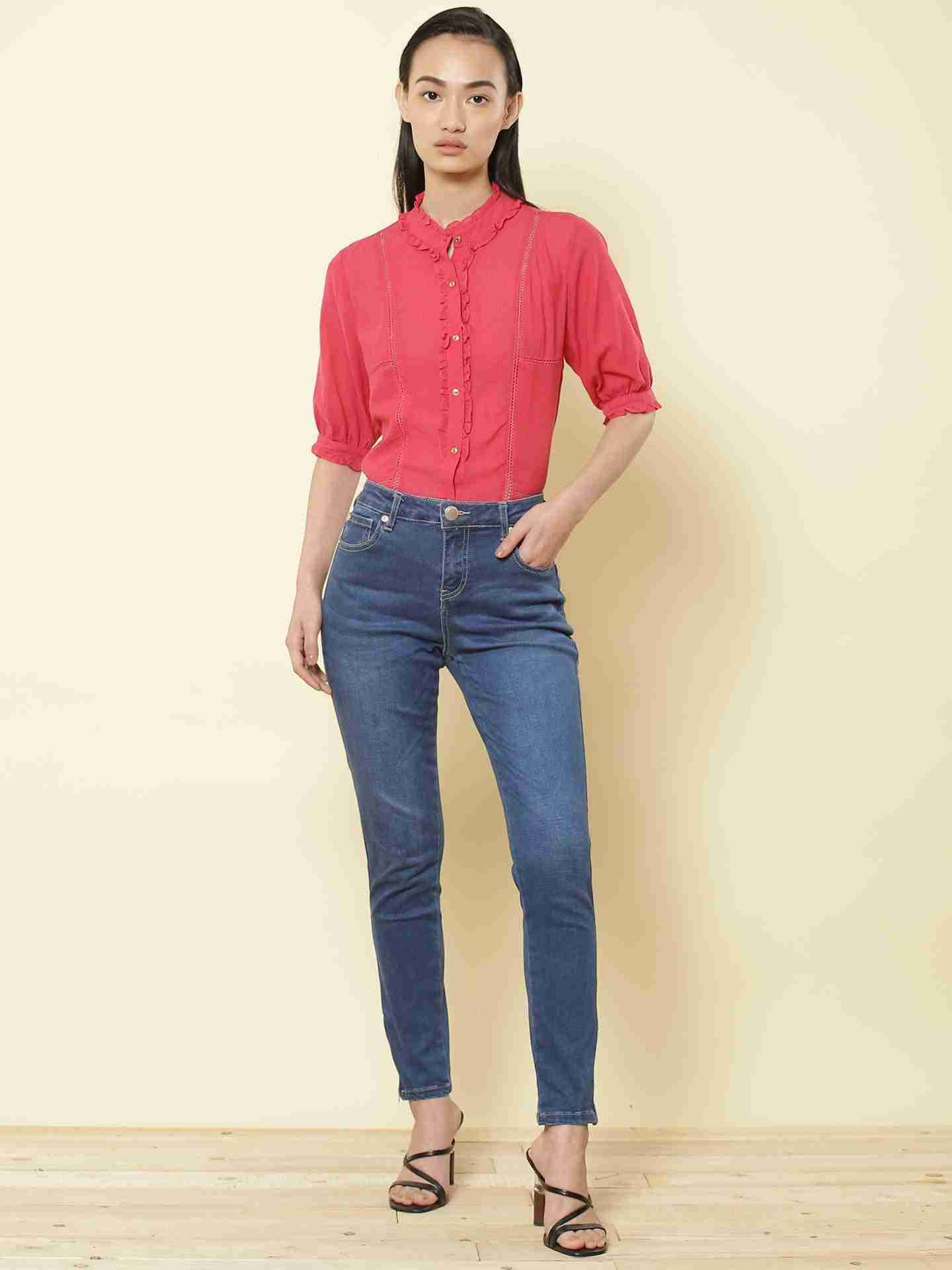 Pink Solid Vesture Top