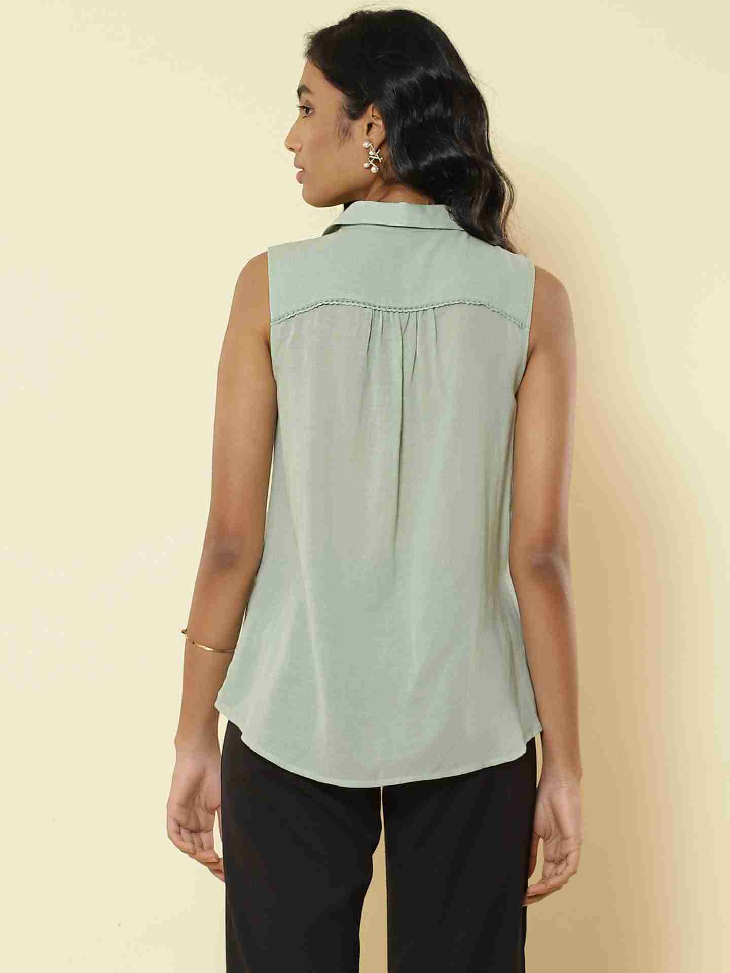 Mint Solid Vesture Shirts