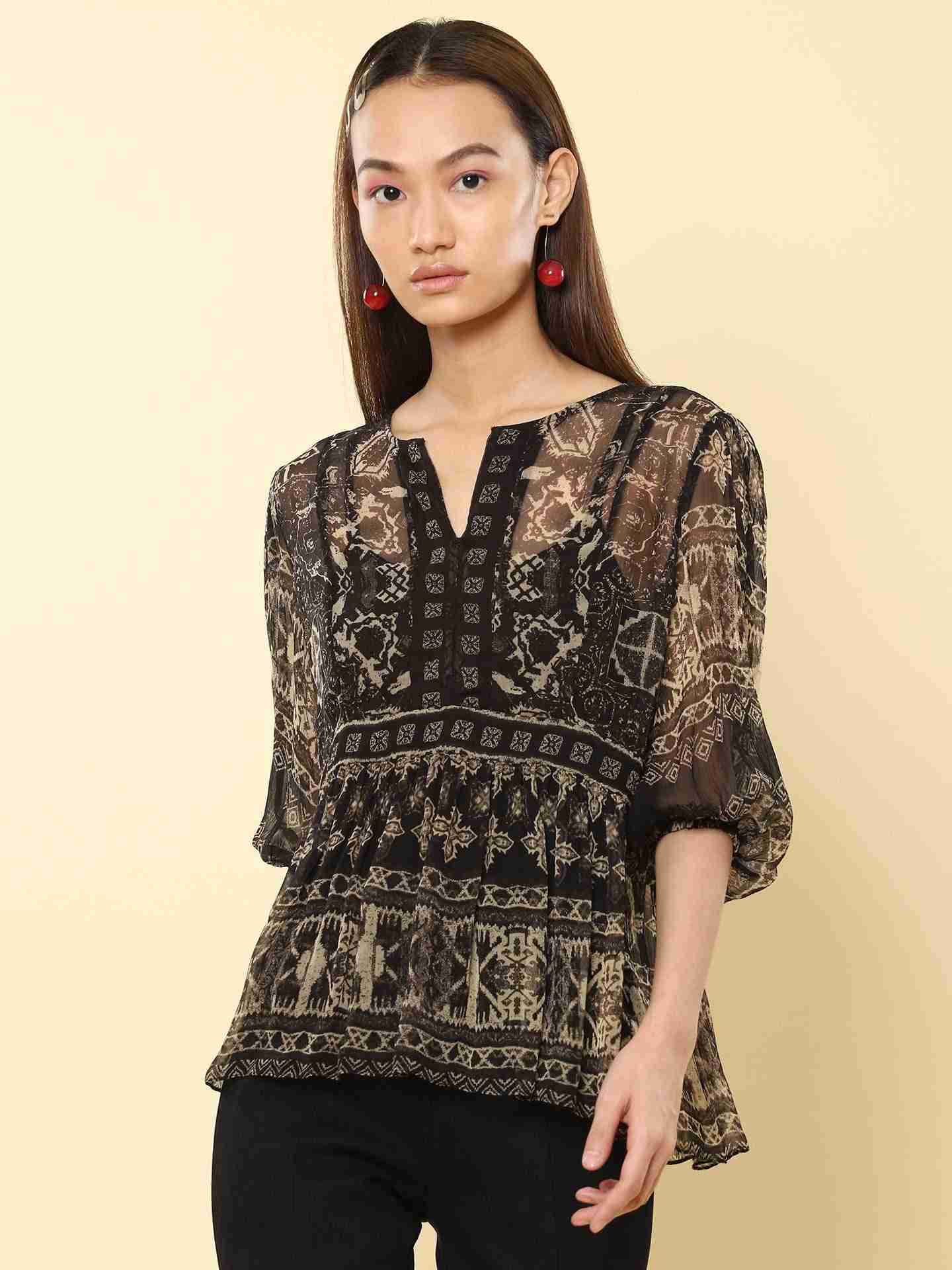 Black Ahura Peasant Top