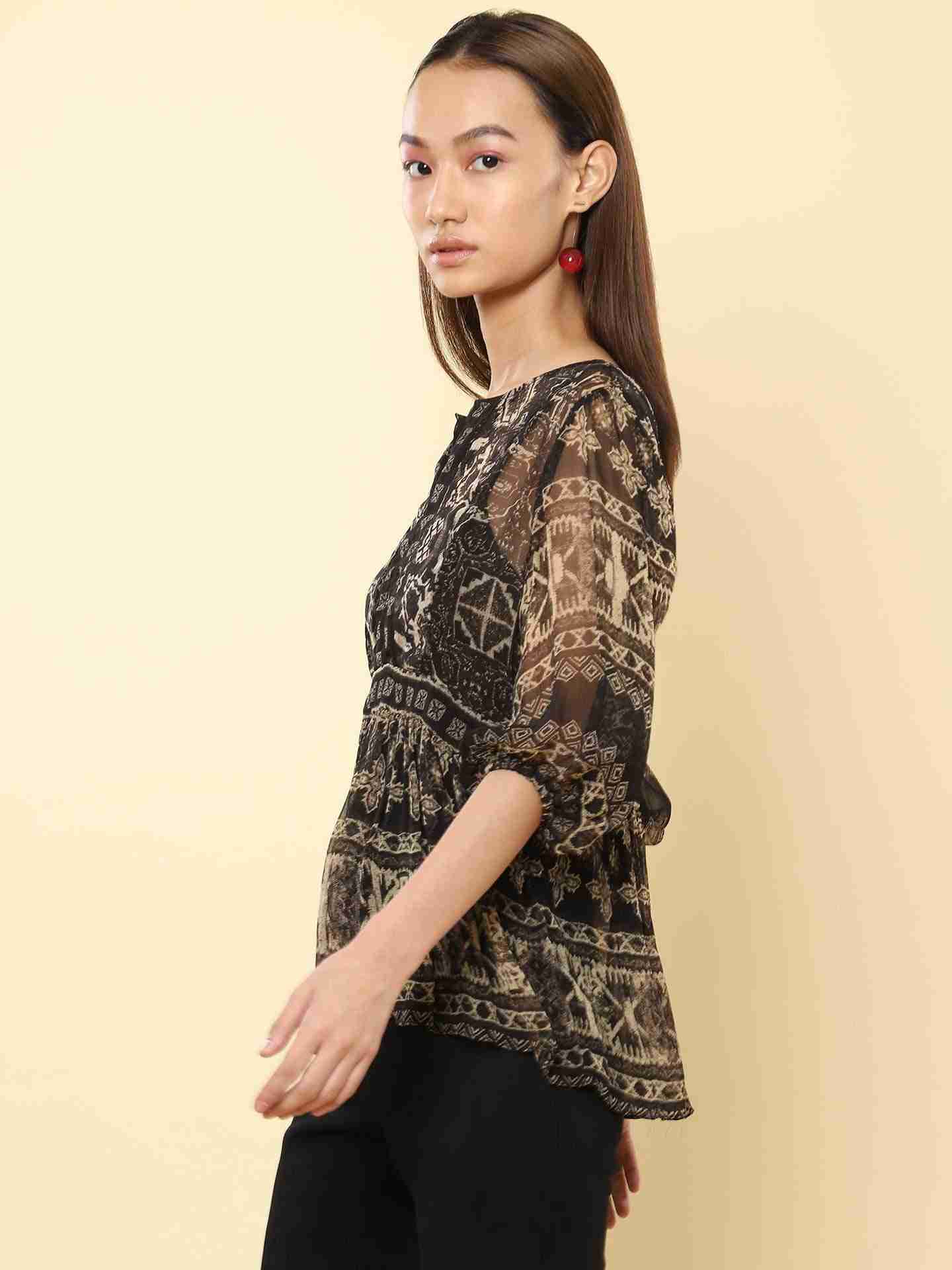 Black Ahura Peasant Top