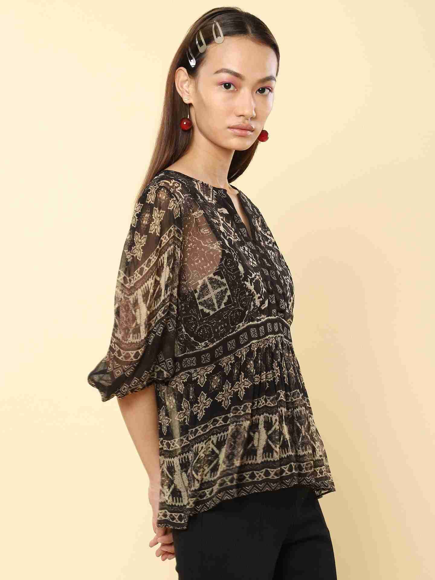 Black Ahura Peasant Top