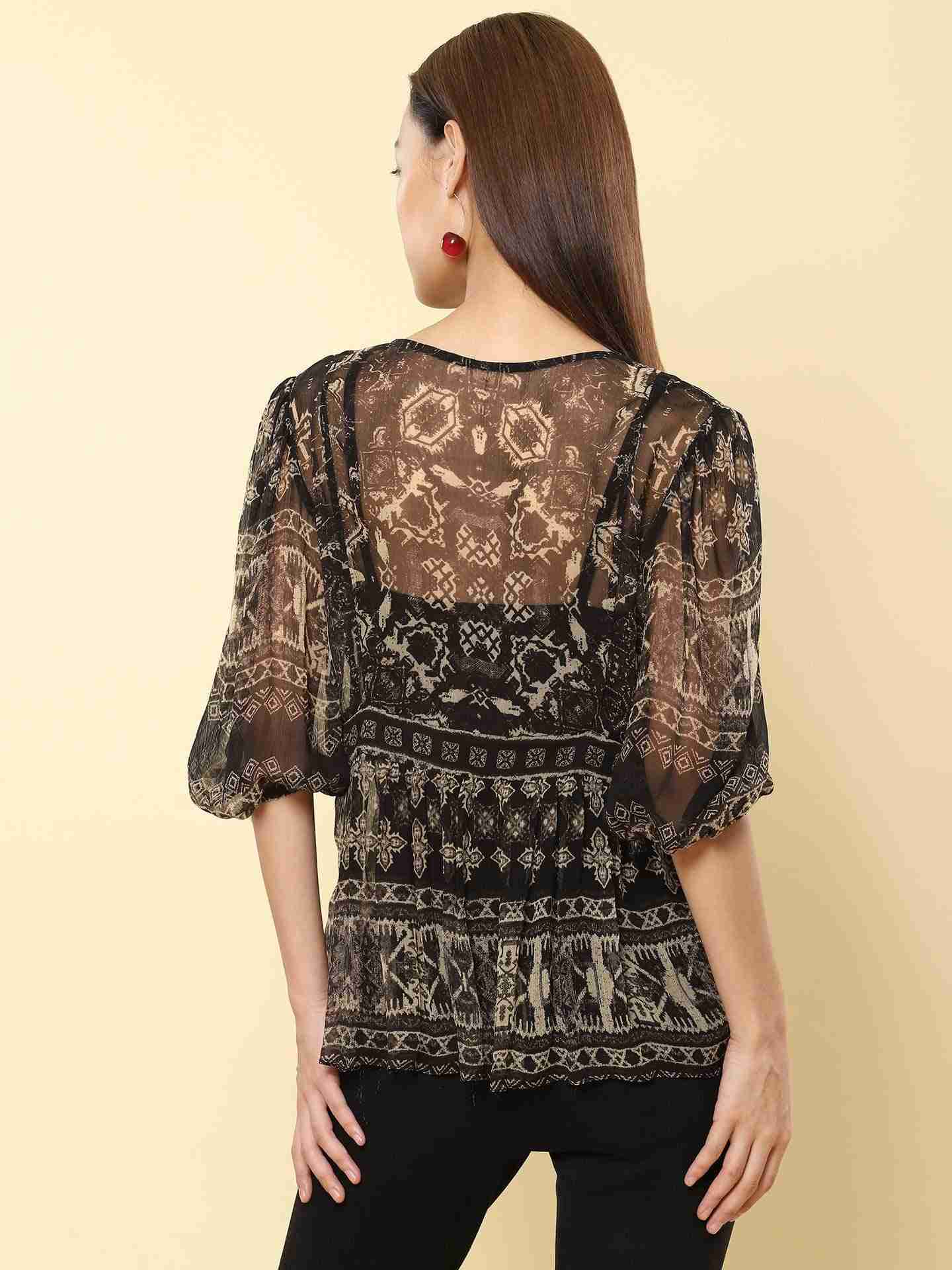 Black Ahura Peasant Top