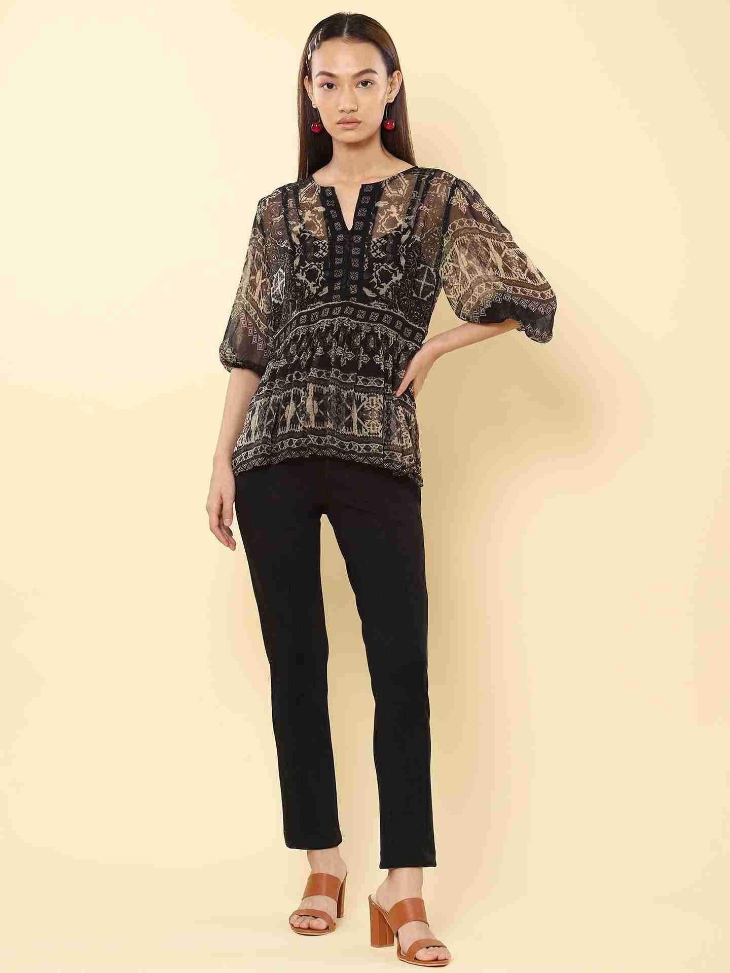 Black Ahura Peasant Top