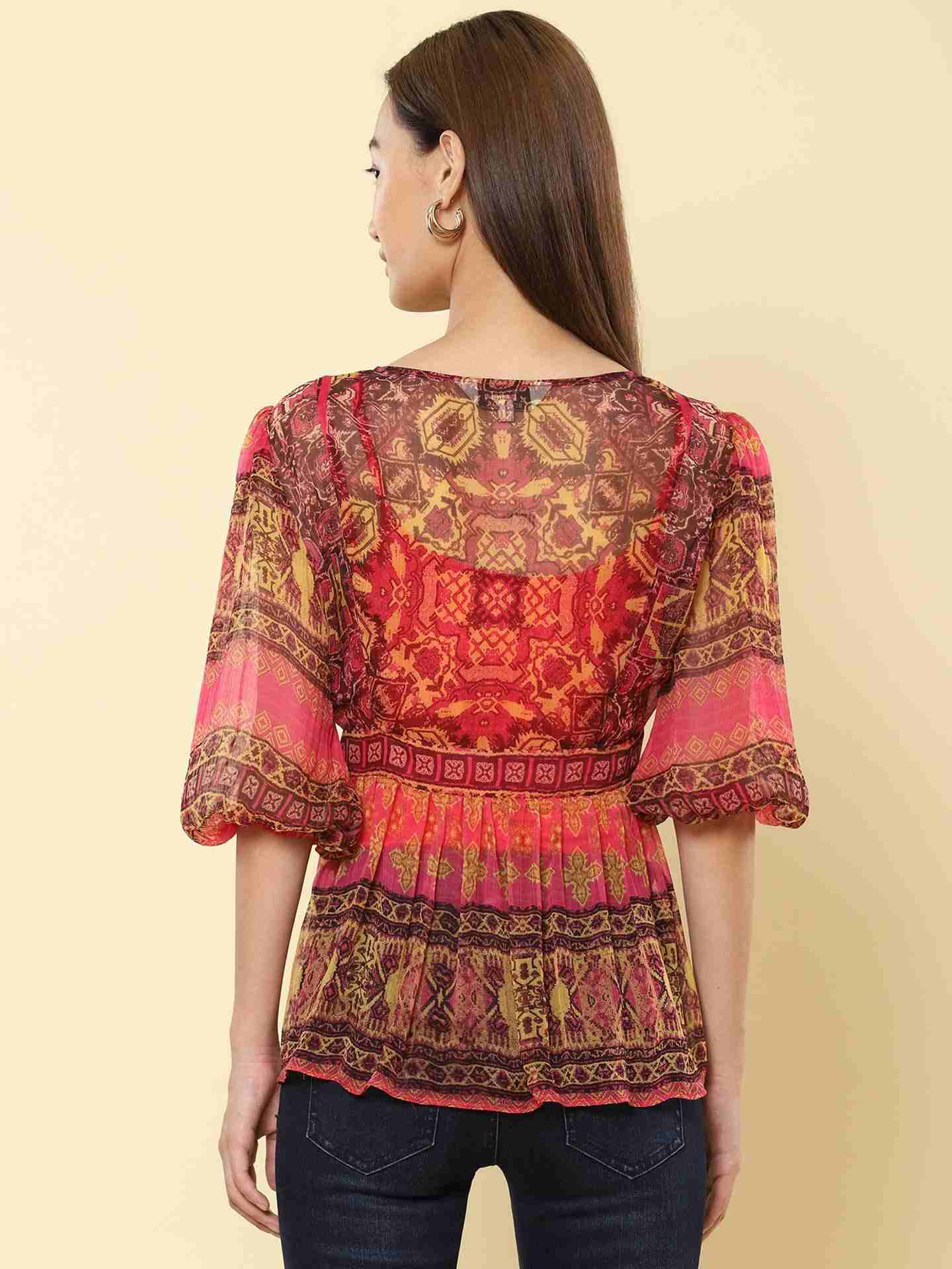 Fuschia Ahura Peasant Top