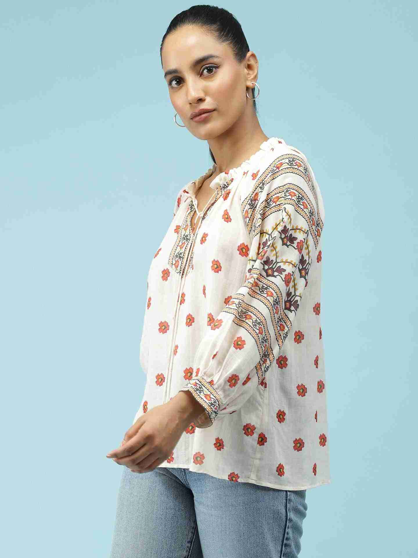 Ecru Arielle Peasant Top