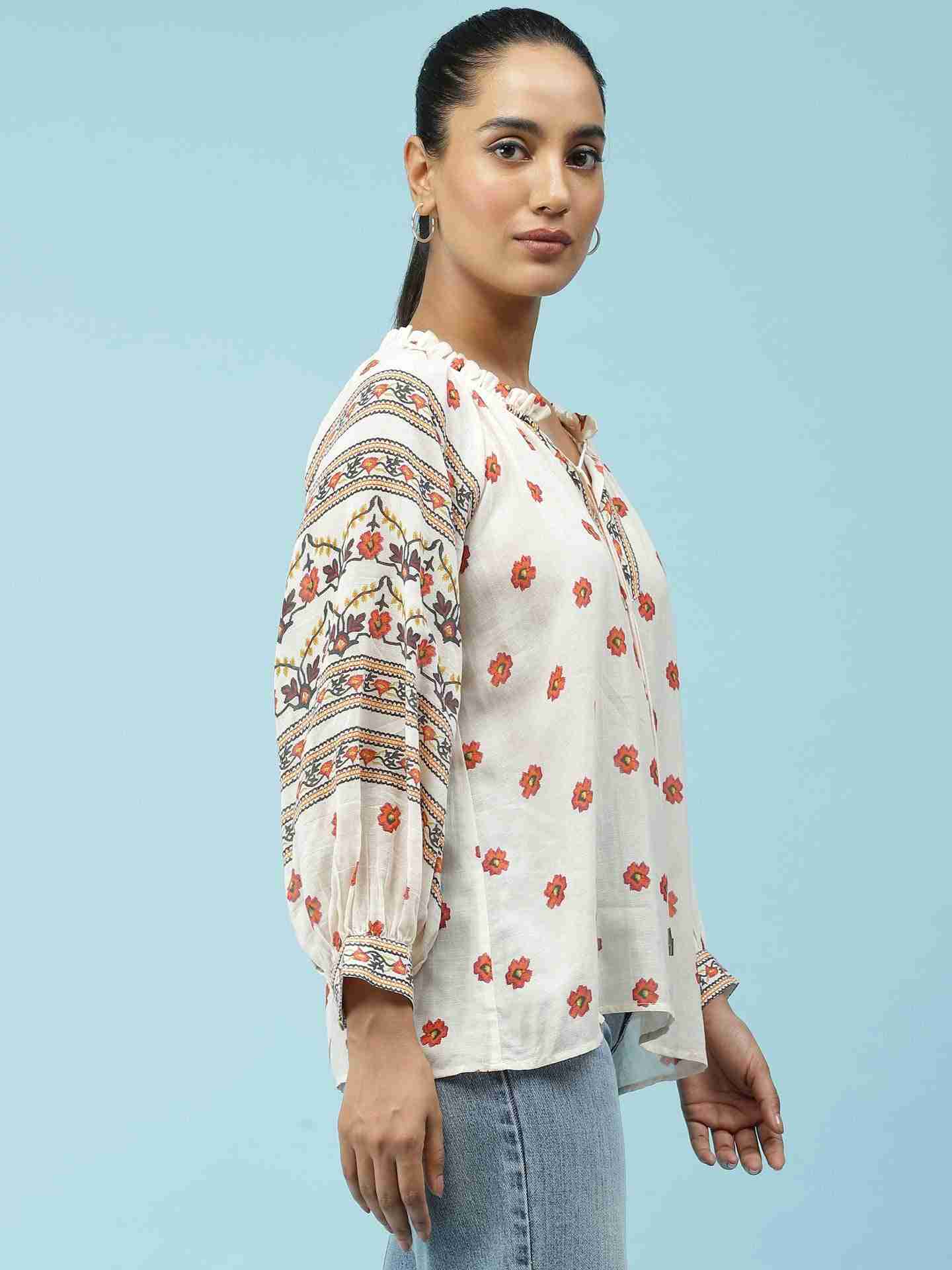 Ecru Arielle Peasant Top